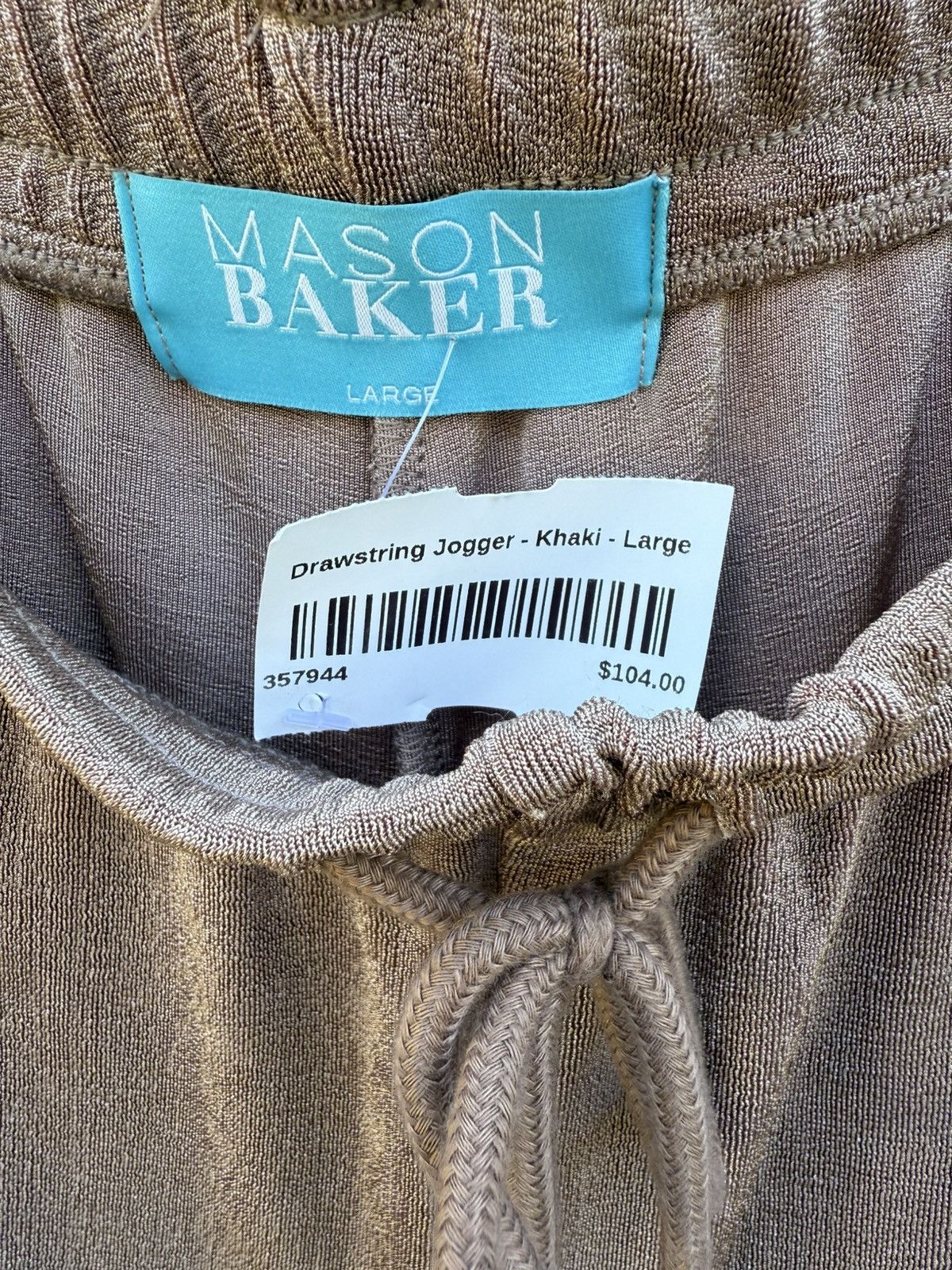 Other Mason Baker Drawstring Jogger Pants Khaki Stretch Large Size 29" - 2 Thumbnail