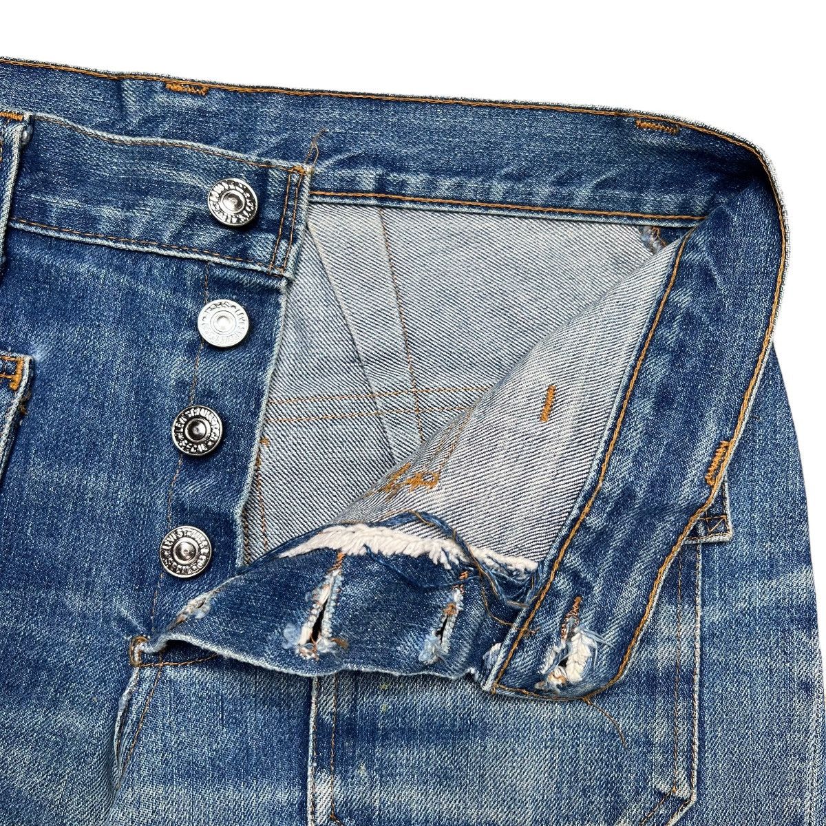 Levi's × Vintage Vtg 70s Levi’s Button Fly Bellbottom Flare Big E Bush Pants Size 29" - 4 Thumbnail