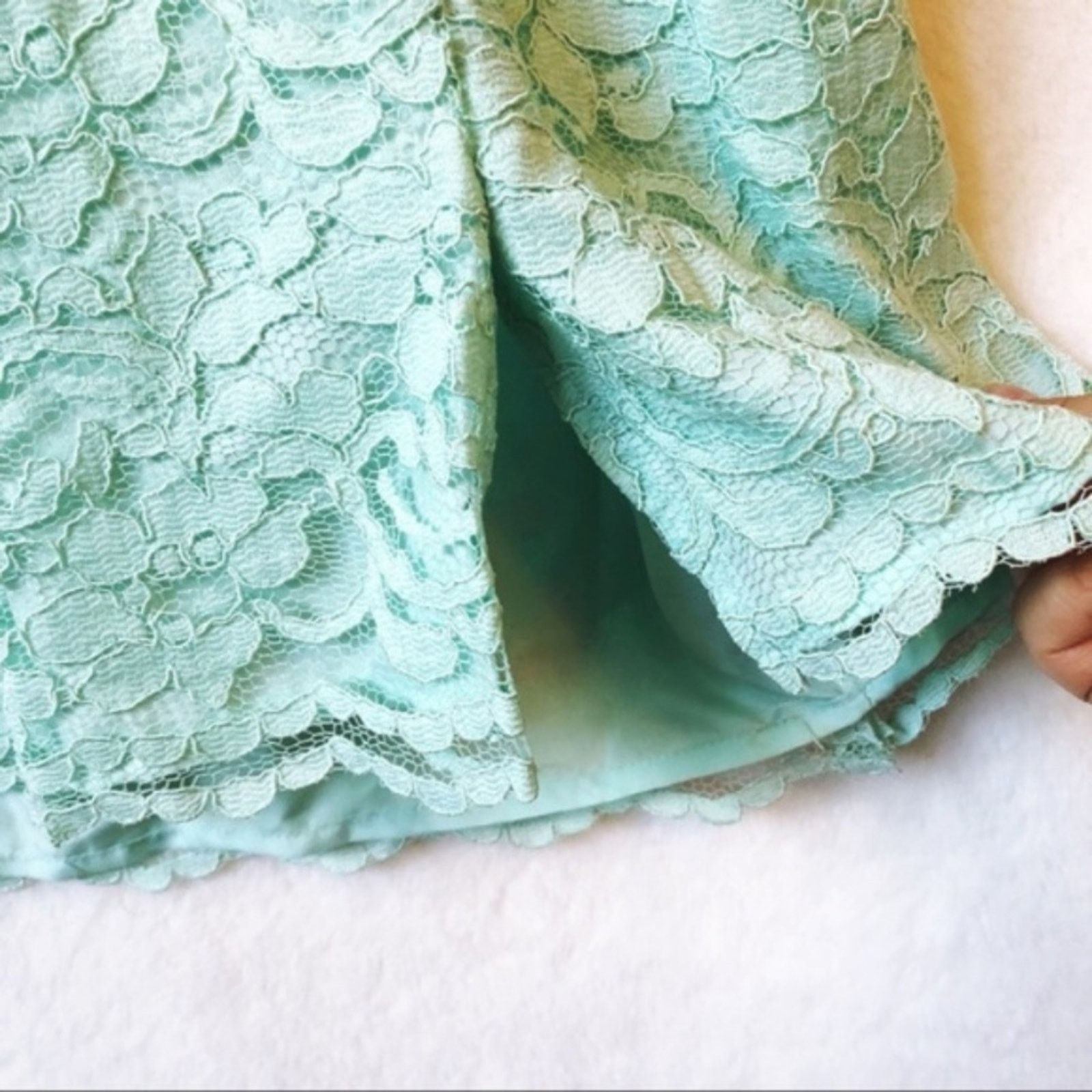Other David’s Bridal Teal Short Strapless Lace Dress Size XS / US 0-2 / IT 36-38 - 5 Thumbnail
