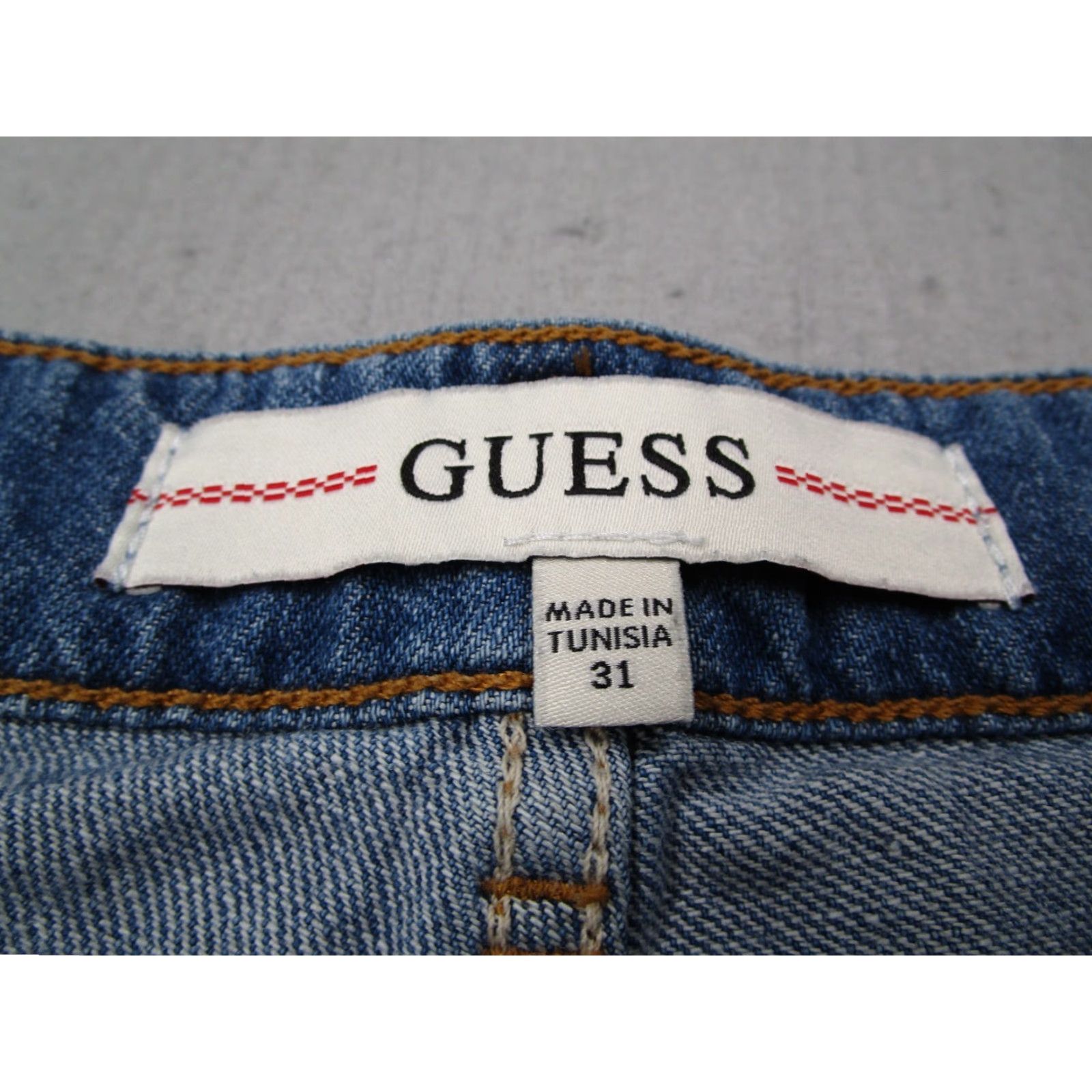 Guess GUESS Mens Blue Button Fly Denim Shorts 31 Regular Classic 5-Pocket Cotton Linen Blend Made in Tunisia Size US 31 - 2 Thumbnail