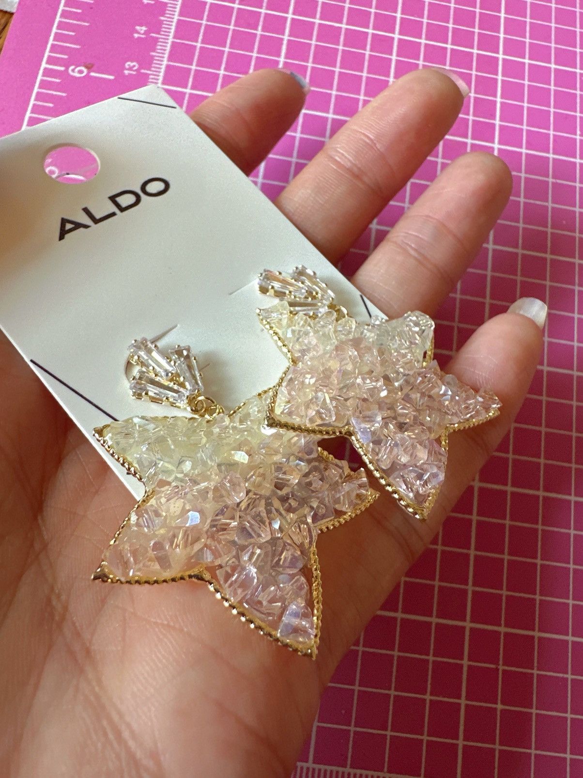 Aldo Aldo earrings beaded white pink gradient maple gold edge Size ONE SIZE - 3 Thumbnail