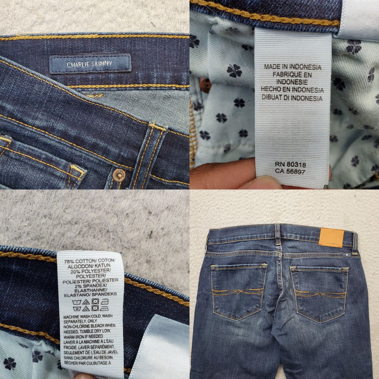 Lucky Brand Lucky Brand Jeans Women Size 2/26 Blue Whiskered Faded Dark Wash Charlie Skinny Jeans Size 26" / US 2 / IT 38 - 8 Thumbnail