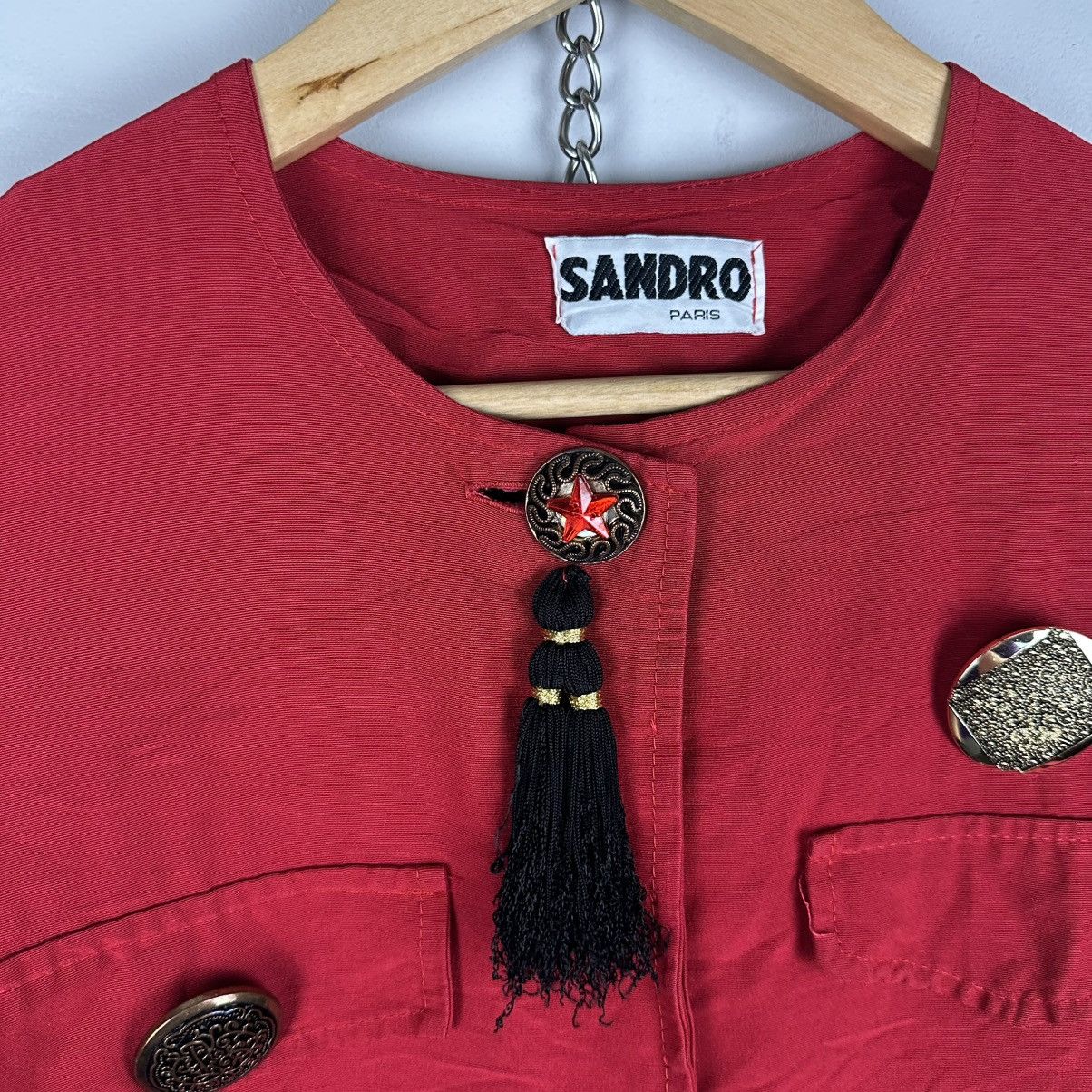 Sandro Vintage Rare Sandro 80’s Red Napaleon Cropped Blazer Size M / US 6-8 / IT 42-44 - 10 Thumbnail