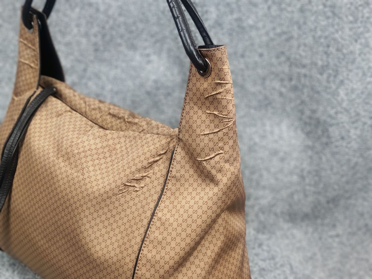 Gucci Gucci Vintage Monogram GG Zip Nylon hobo shoulder Bag defect Size ONE SIZE - 4 Thumbnail