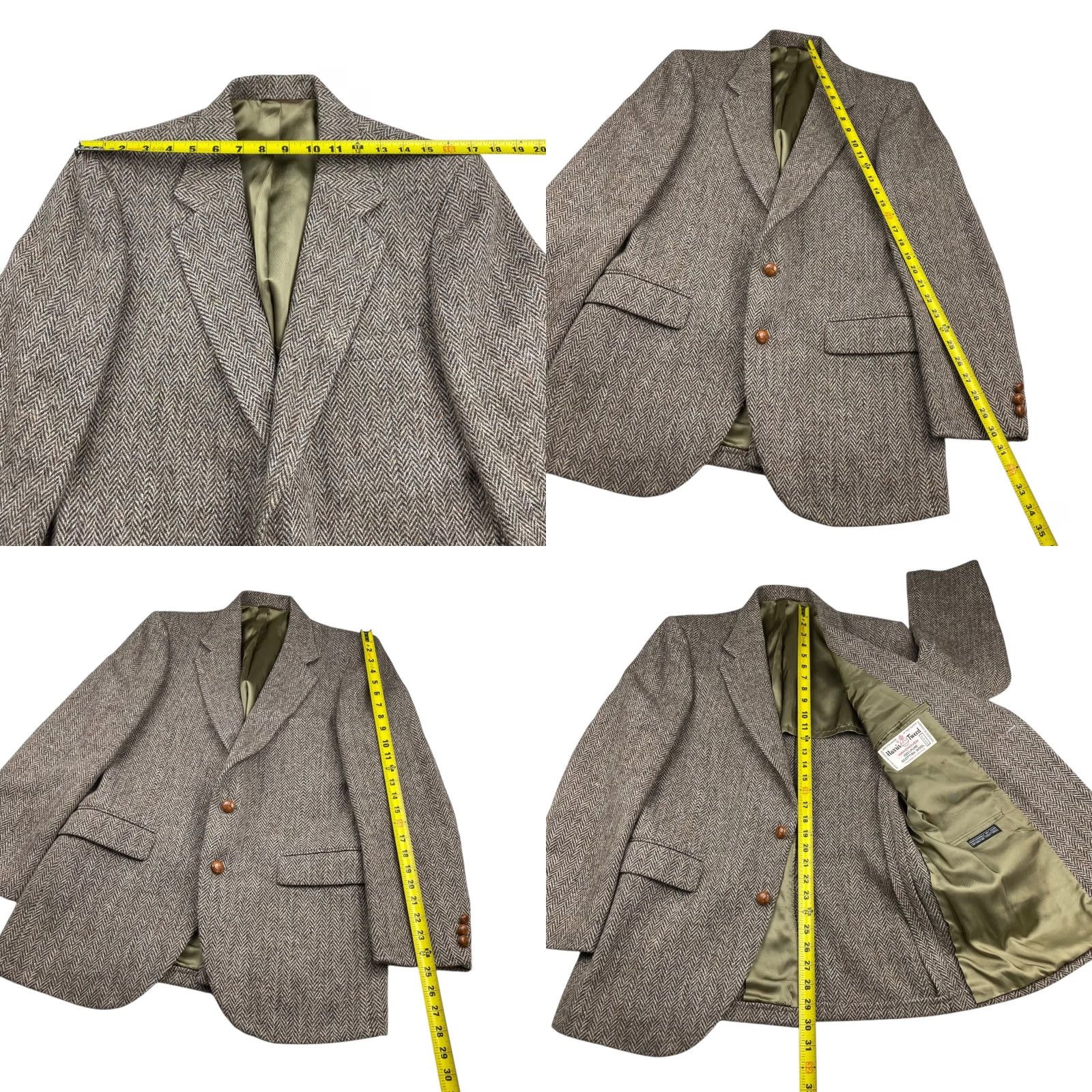 Harris Tweed VINTAGE Harris Tweed Blazer Men Brown Herringbone 40R Wool Leather Buttons Two-Button US Made Size 40R - 8 Thumbnail