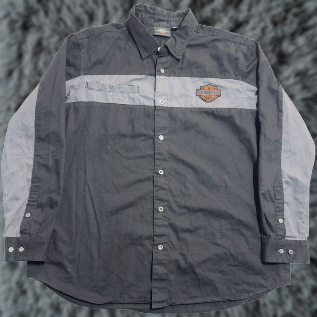 Harley Davidson Harley-Davidson Woven Shirt Size 2XL Black Grey Two-Tone Copper Block Men's Size US XXL / EU 58 / 5 - 1 Thumbnail