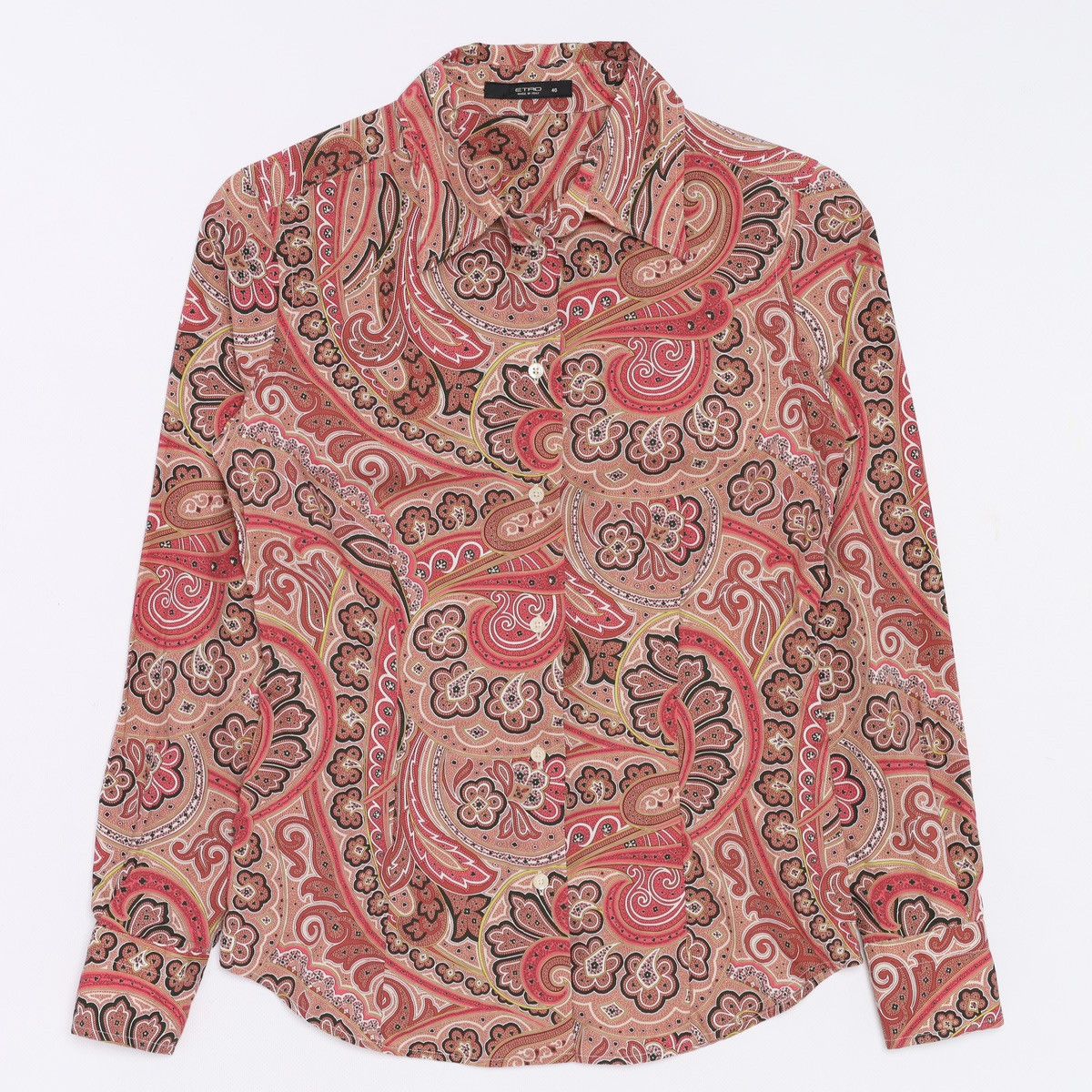 Etro Milano Printed Floral Pattern Shirt Button Red Pink