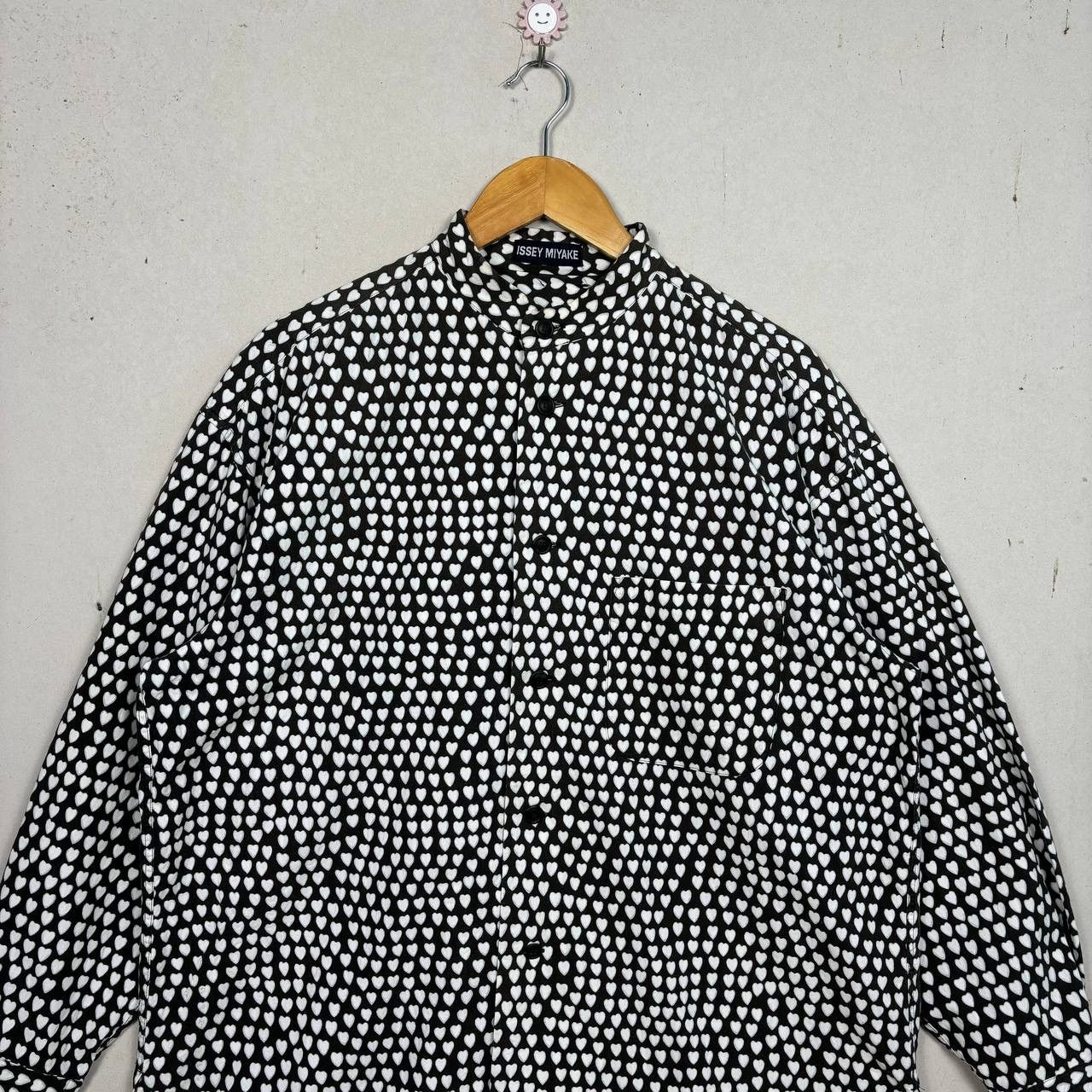 Issey Miyake Issey Miyake Archive Heart Print Band Collar Shirt Black M Size US M / EU 48-50 / 2 - 4 Thumbnail