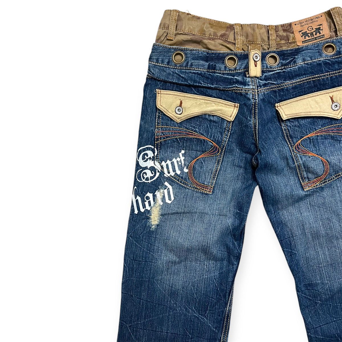 Gotcha × Vintage Gotcha Distressed Denim Double Waist Jeans Japan Size US 31 - 4 Thumbnail