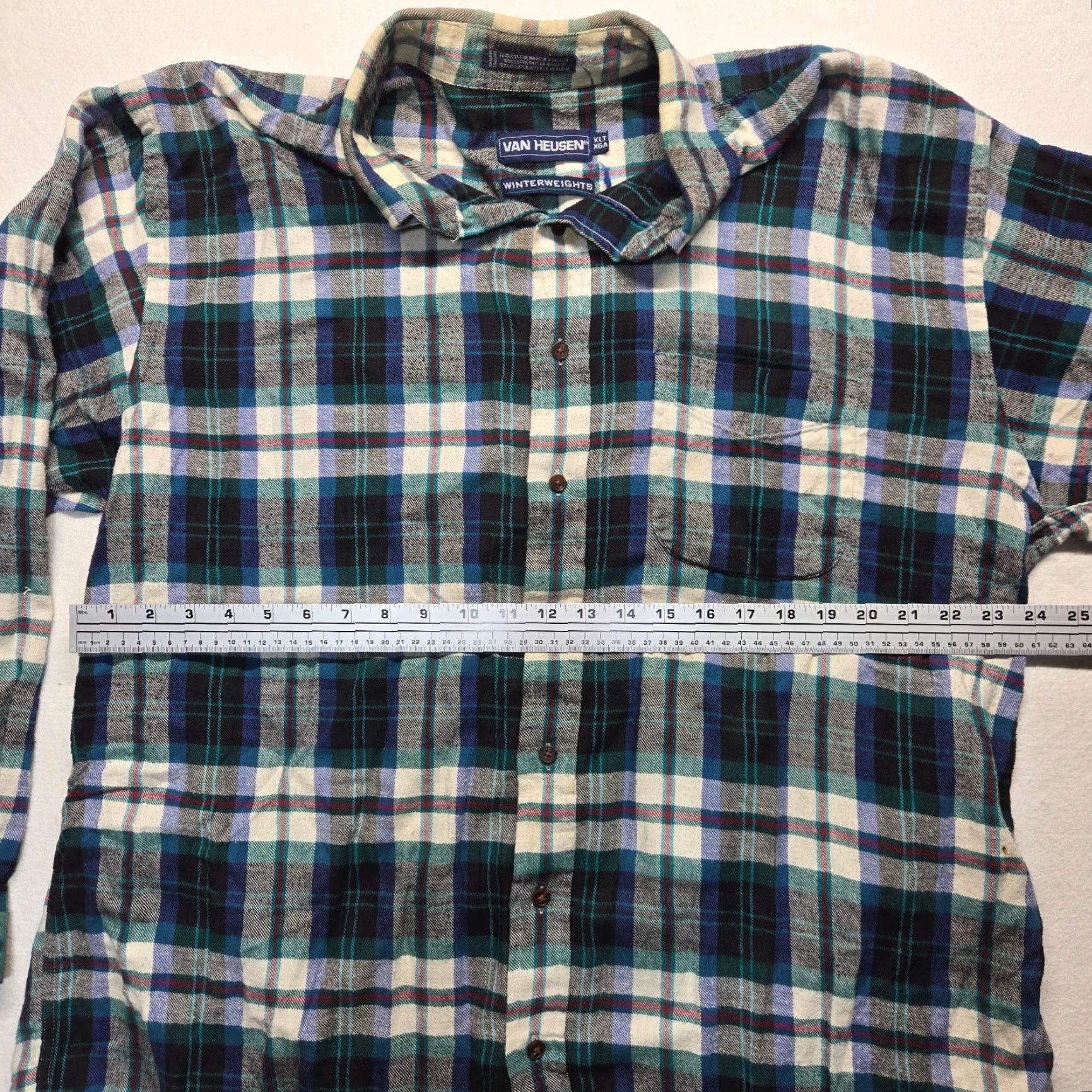 Van Heusen VINTAGE Van Heusen Flannel Plaid Button-Up Shirt Adult Men's XLT Blue Big & Tall Size US XL / EU 56 / 4 - 4 Thumbnail