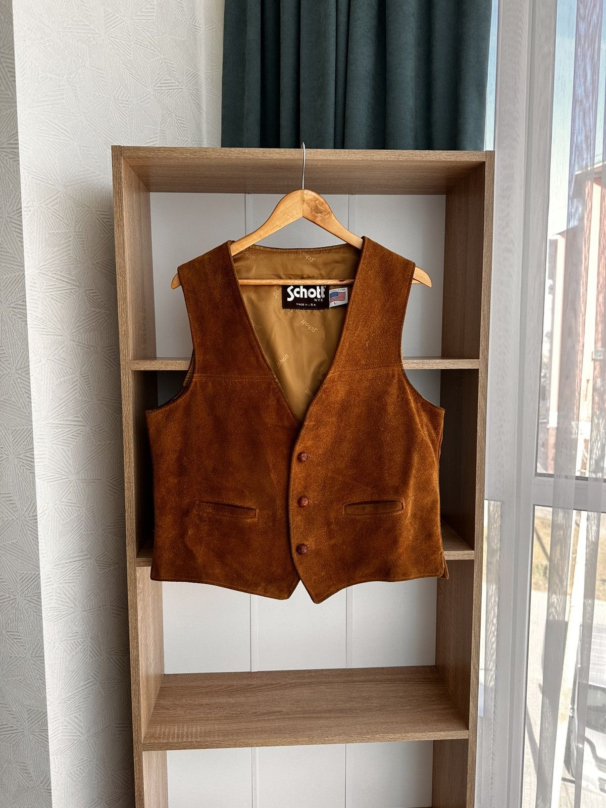 Vintage Schott Made in USA Brown Suede Leather Vest