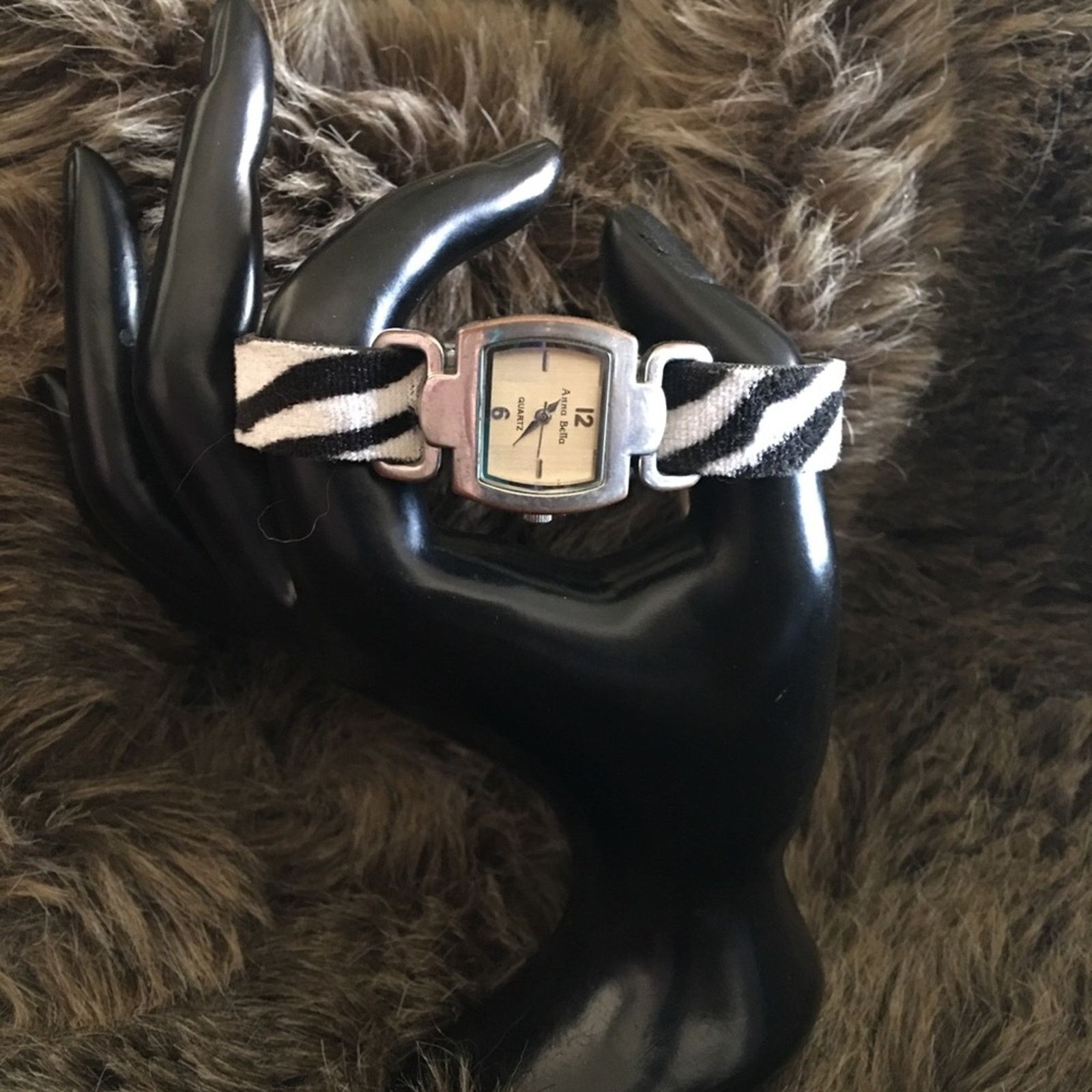 Jewelry Ladies Anna Bella zebra print band silver watch Size ONE SIZE - 1 Thumbnail