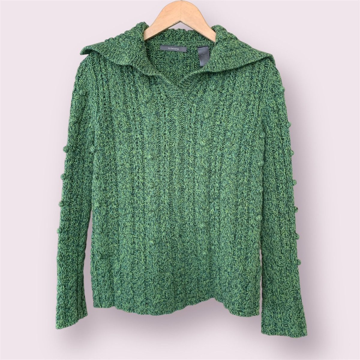 Vintage Green Cable Knit Sweater Size M / US 6-8 / IT 42-44 - 1 Thumbnail