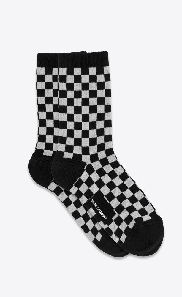 o1s1wg110724 Size: 41 Check Musical Socks in Black/White