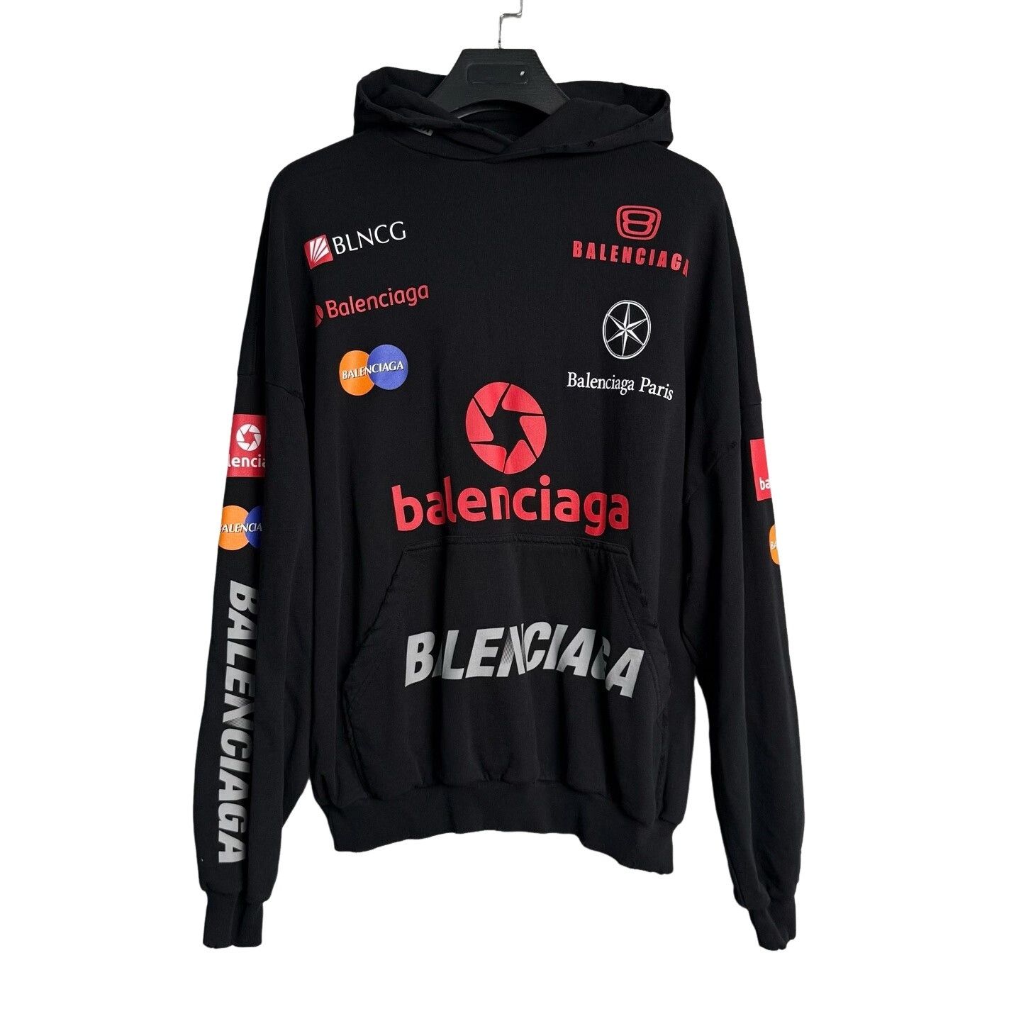 Balenciaga Balenciaga Racing Logo Printed Hoodie Size L Size US L / EU 52-54 / 3 - 1 Thumbnail