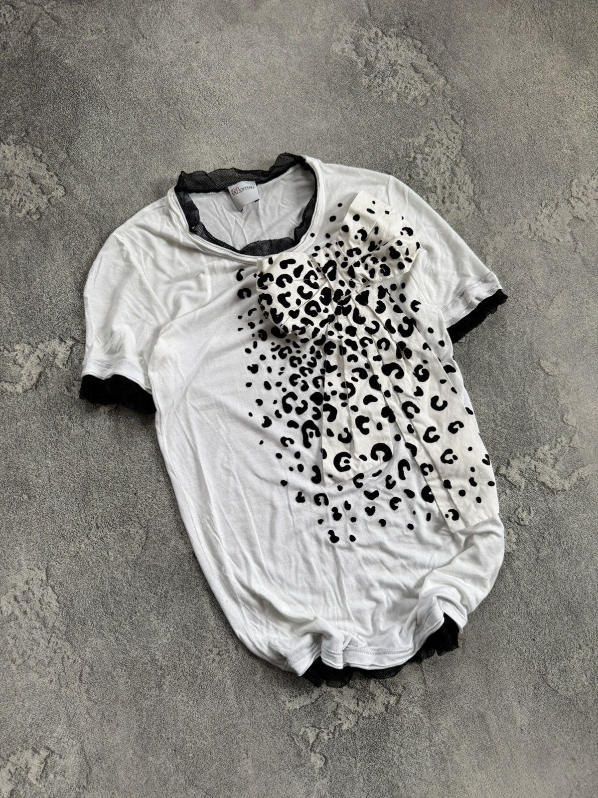 RED Valentino Red Valentino White T-Shirt Large Bow Front Short Sleeve Top Size S / US 4 / IT 40 - 2 Thumbnail