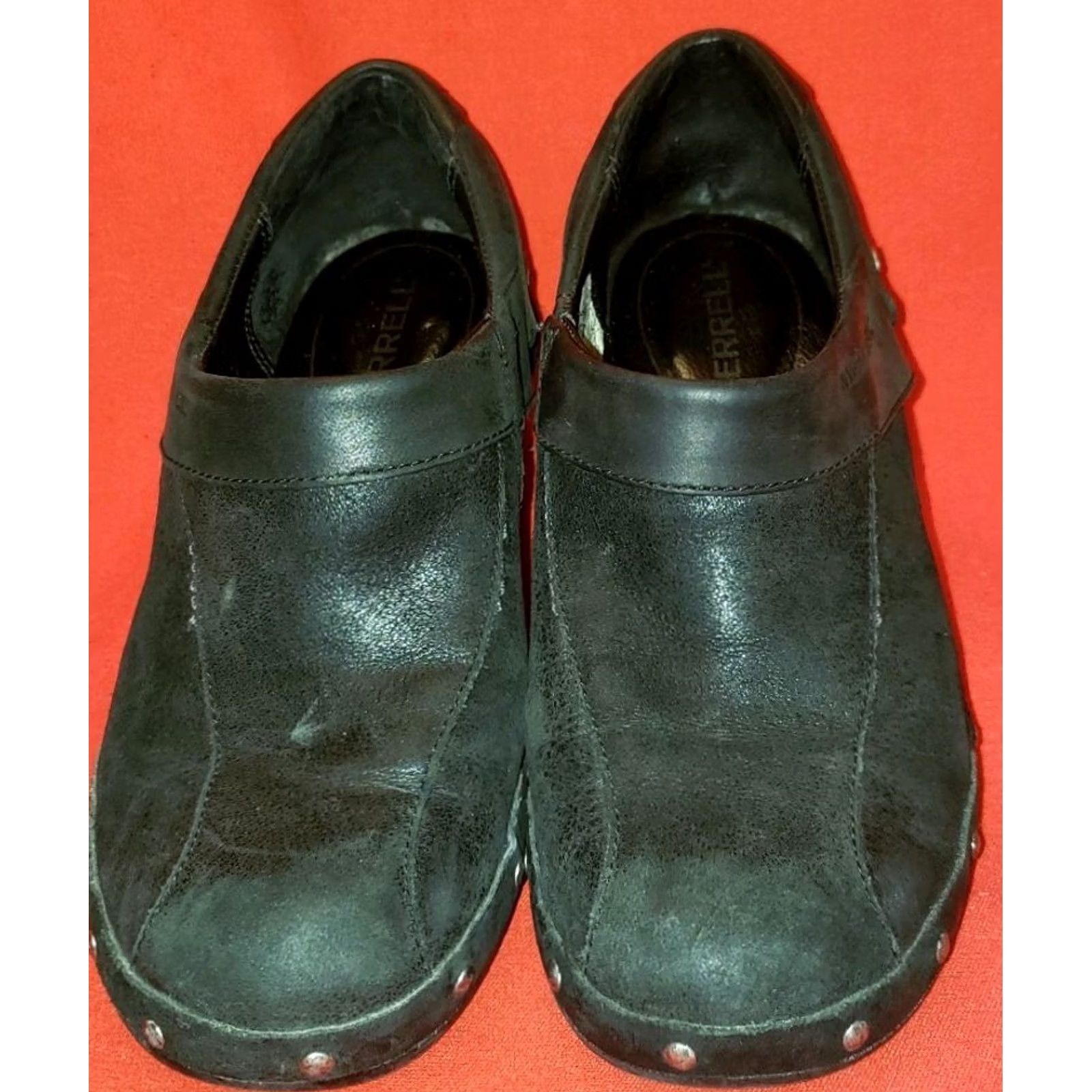 Merrell Merrell Womens Clogs 8M Weathered Black Leather Smooth Collar with Button 1197706 Size US 6 / IT 36 - 3 Thumbnail