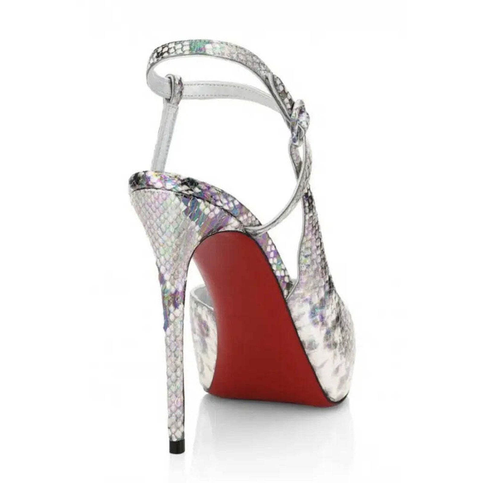 Christian Louboutin Jenlove Alta 120 Grey Snakeskin Platform Sandal Heel Pump 38 Size US 8 / IT 38 - 10 Thumbnail