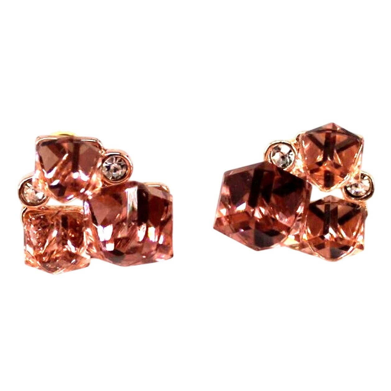 Other Pink Glass Ice Cube Earrings • Bezel Set Rhinestones • 1/2" Size ONE SIZE - 1 Thumbnail