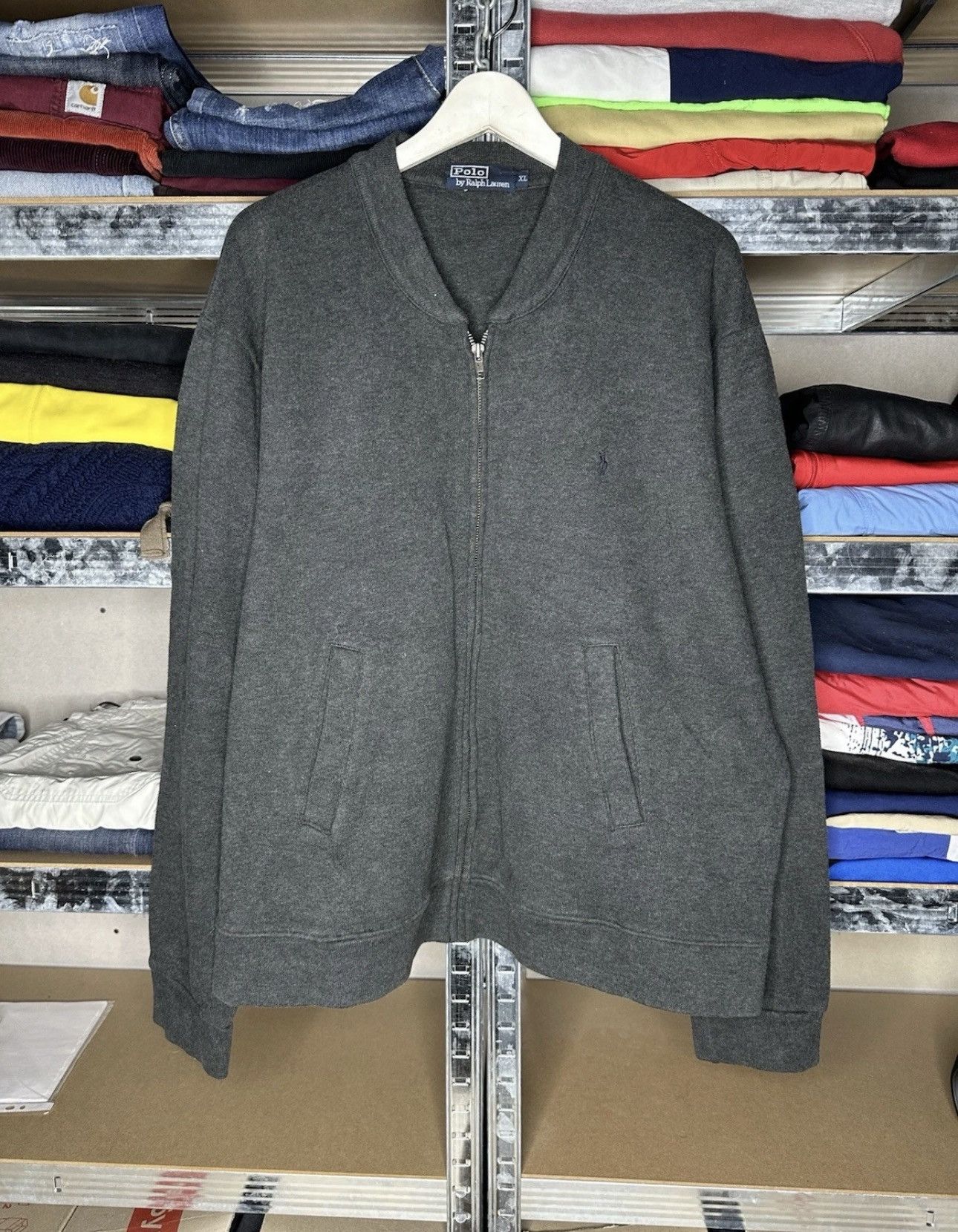 Polo Ralph Lauren Polo Ralph Lauren Full Zip Sweatshirt Mock Neck Dark Grey XL Size US XL / EU 56 / 4 - 1 Thumbnail