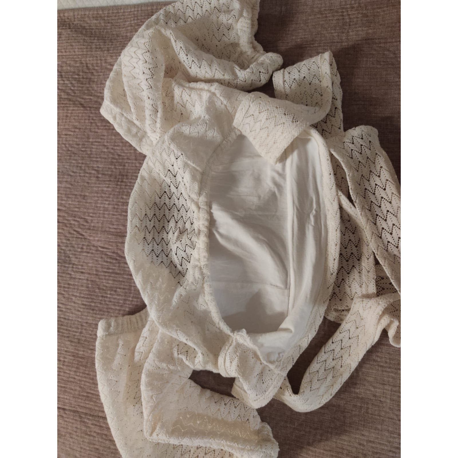 Zara White Three-Quarter Sleeve Crop Top with Back Bow Size M / US 6-8 / IT 42-44 - 4 Thumbnail