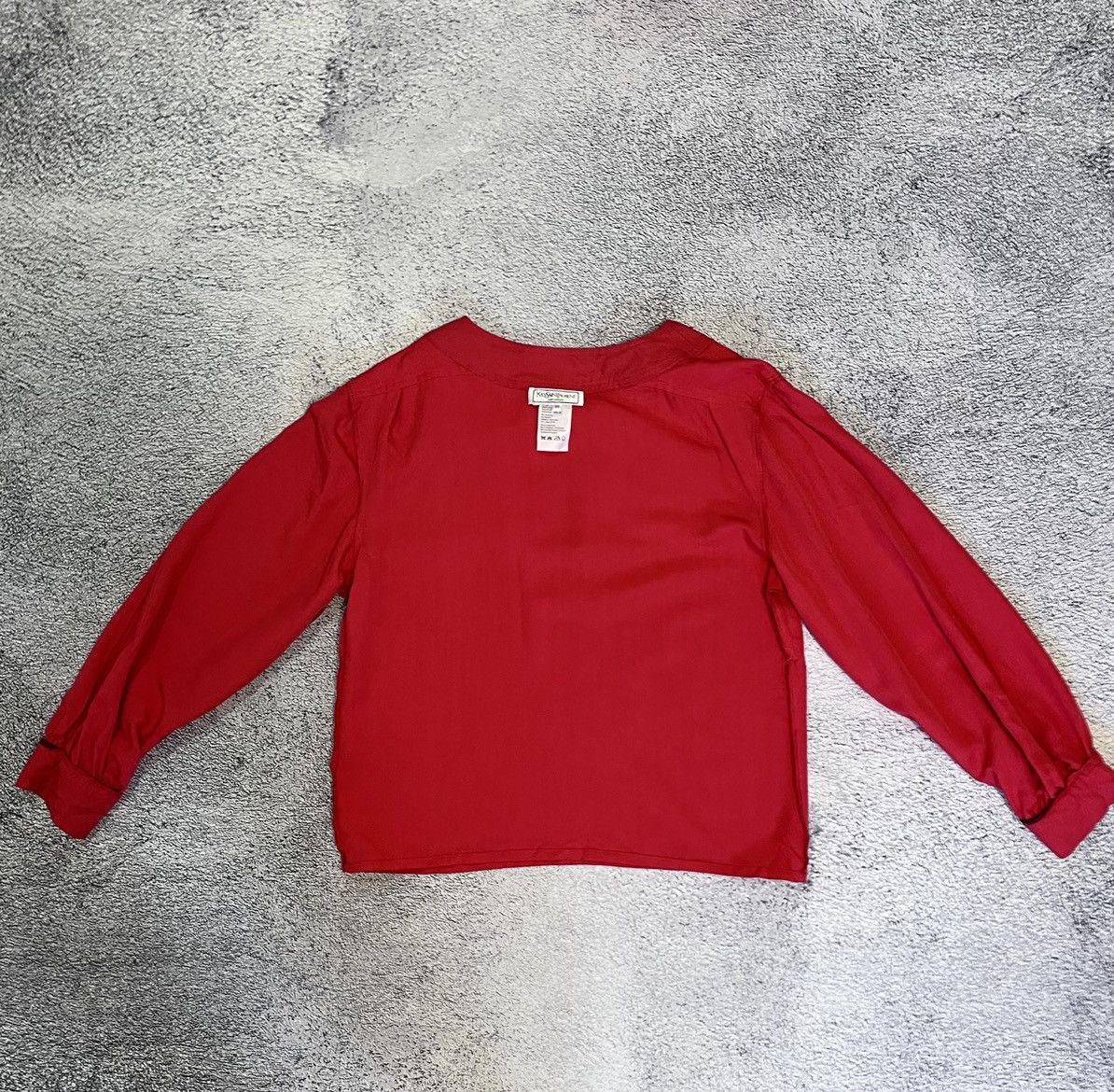 Yves Saint Laurent YSL Variation Red Silk Linen Blouse Gold Buttons Vintage F38 Size S / US 4 / IT 40 - 13 Thumbnail