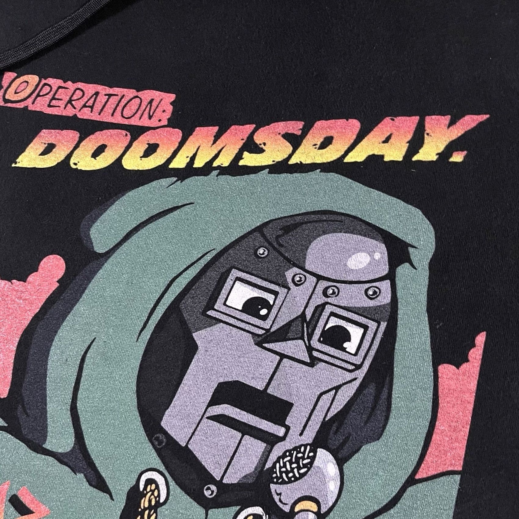 Vintage MF Doom Hoodie Mens XL Operation Doomsday Graphic Print Sweatshirt Hooded Pullover 90s Hip Hop Black Size US XL / EU 56 / 4 - 4 Thumbnail