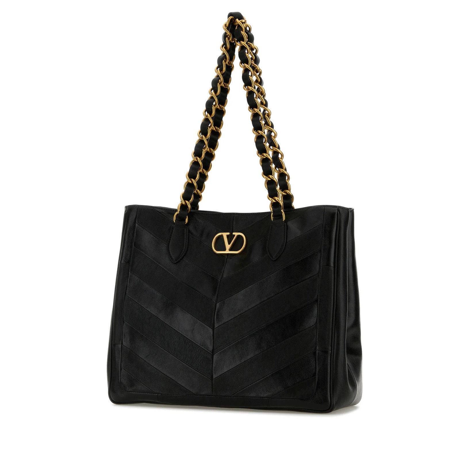 Valentino VALENTINO GARAVANI LaSeine Medium Black Leather Shopping Tot Size ONE SIZE - 2 Thumbnail