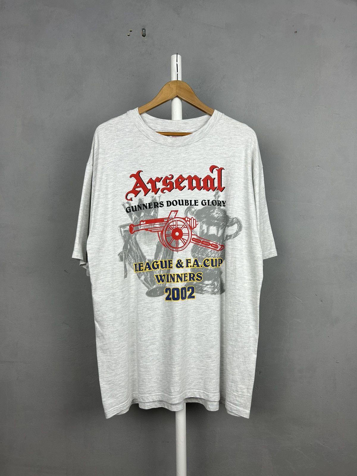 Vintage Arsenal 2002 Double Winners T-Shirt XL Hanes League FA Cup Size US XL / EU 56 / 4 - 1 Thumbnail