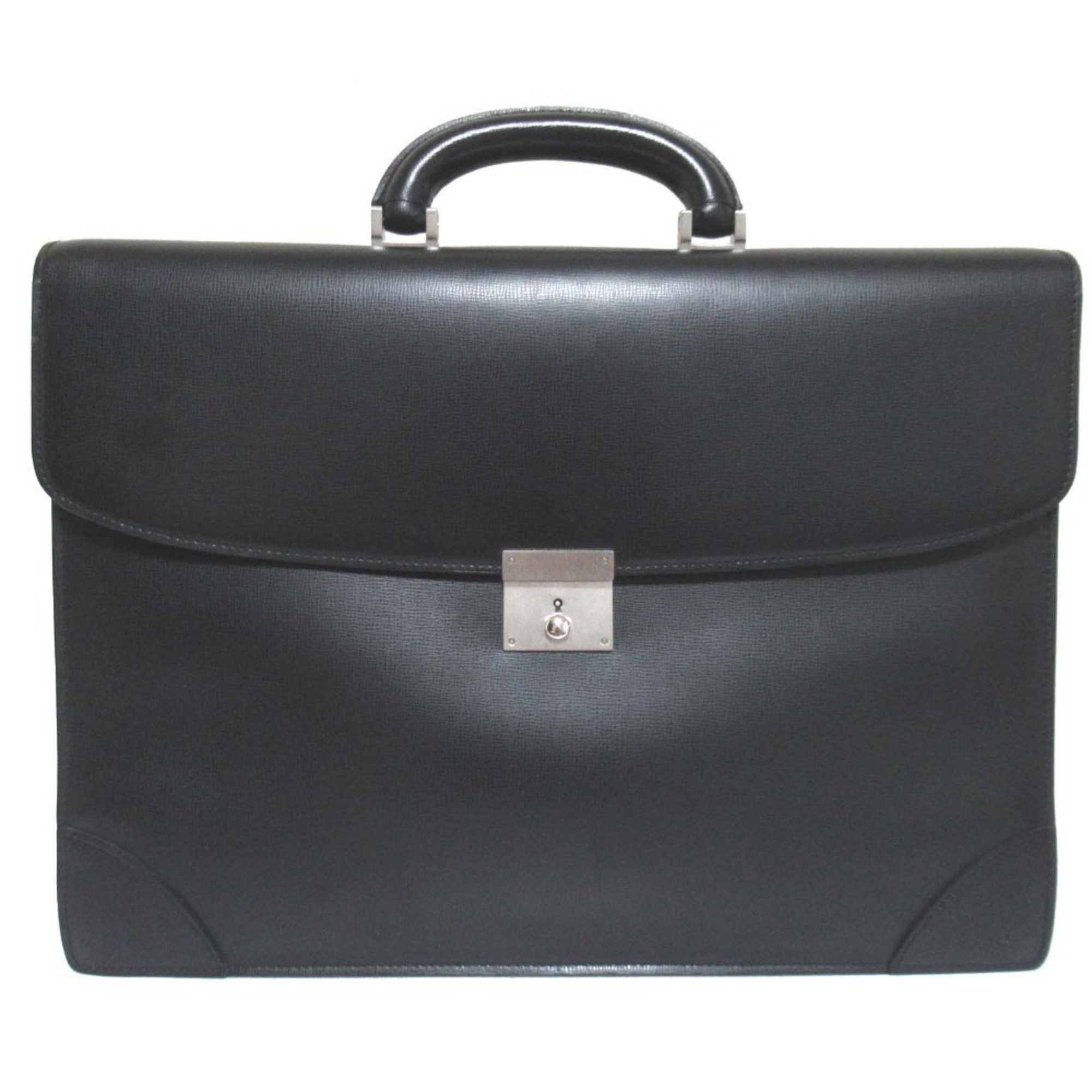 Valextra Valextra 3 Compartment Leather Briefcase Business Bag Document Black x Silver Hardware Men's Size ONE SIZE - 1 Thumbnail