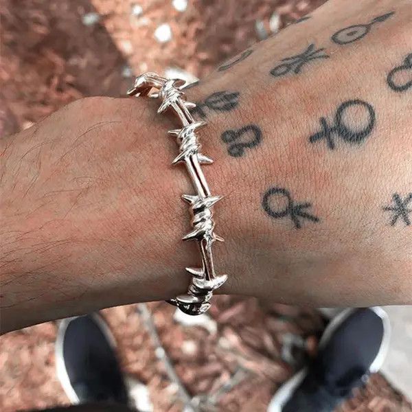 VIBE Silver Color Thorns Bangle Bracelet Size ONE SIZE - 5 Thumbnail