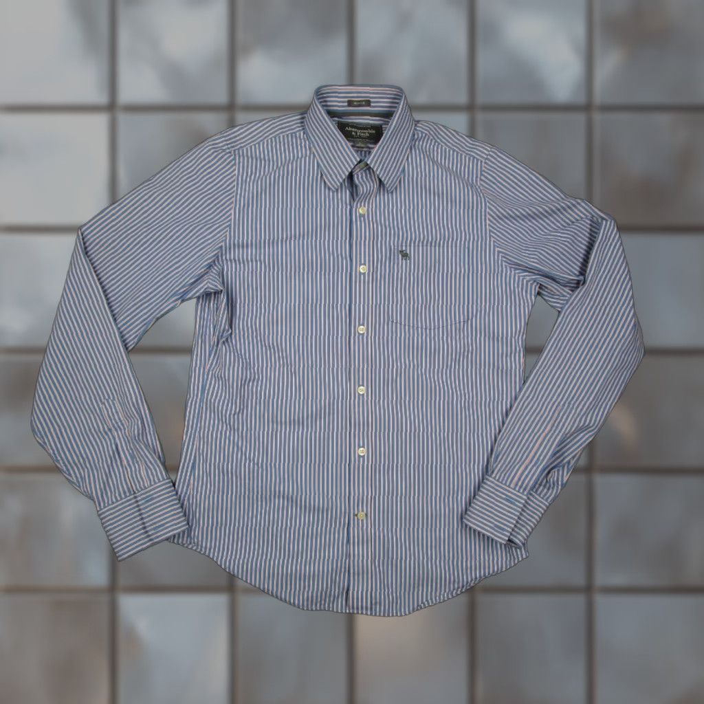 Abercrombie & Fitch VINTAGE Abercrombie & Fitch Shirt Mens L Muscle Blue Button Up Twill Long Sleeve Y2K Size US L / EU 52-54 / 3 - 1 Thumbnail