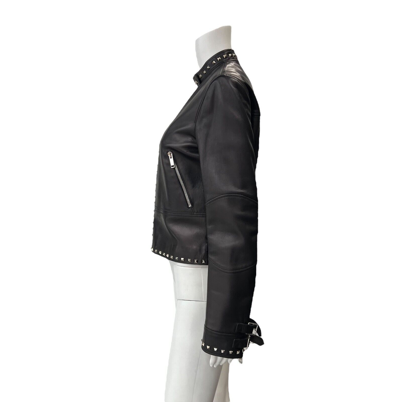 Valentino $6490 Valentino Black Leather Rockstud Embellished Jacket Size M / US 6-8 / IT 42-44 - 6 Thumbnail
