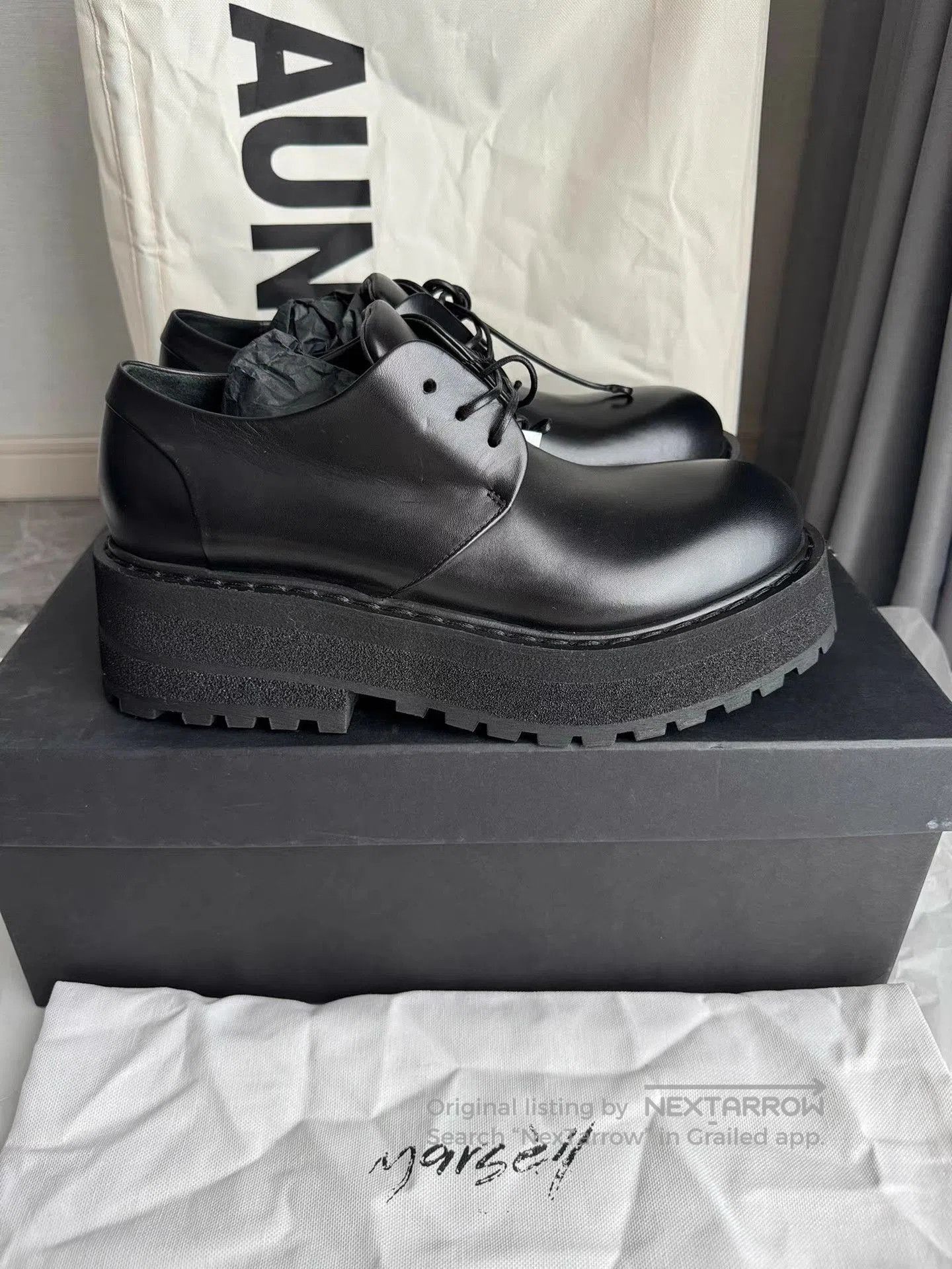 Marsell Black Leather Chunky Sole Lace. Size US 7 / EU 40 - 1 Thumbnail