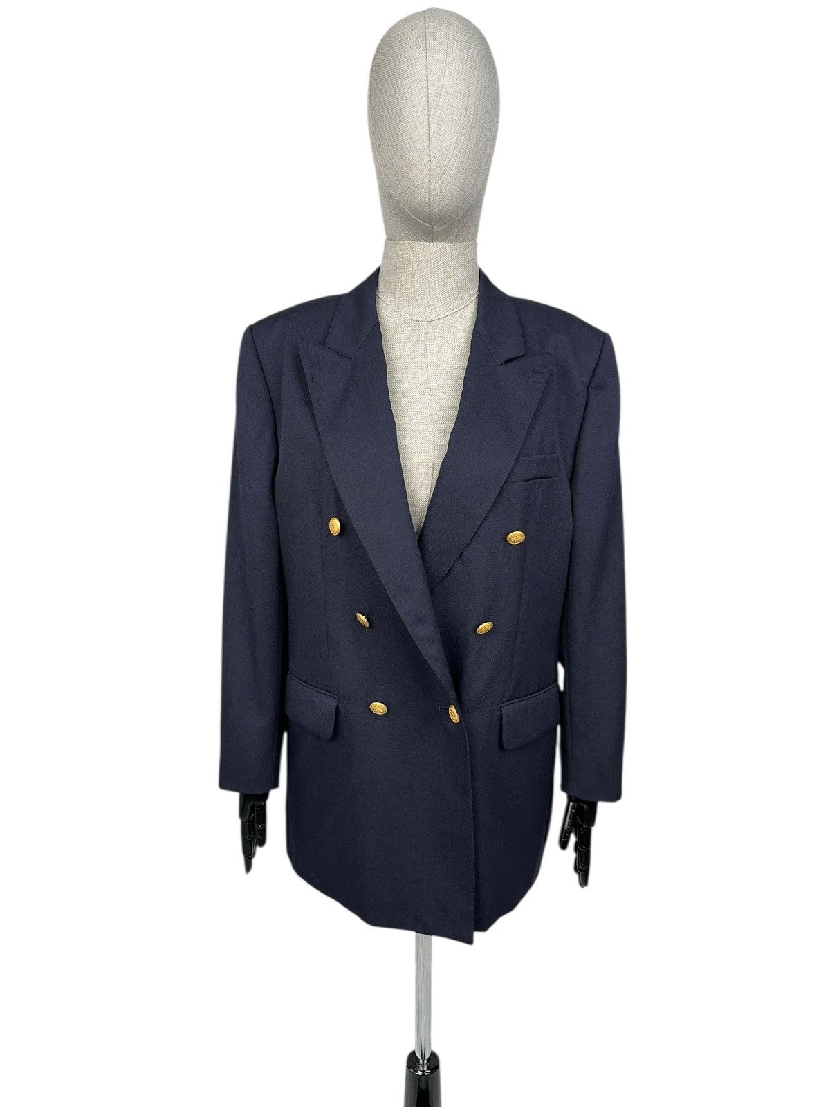 Aquascutum AQUASCUTUM Double-Breasted Gold Buttons Wool Blazer Jacket Size L / US 10 / IT 46 - 1 Thumbnail