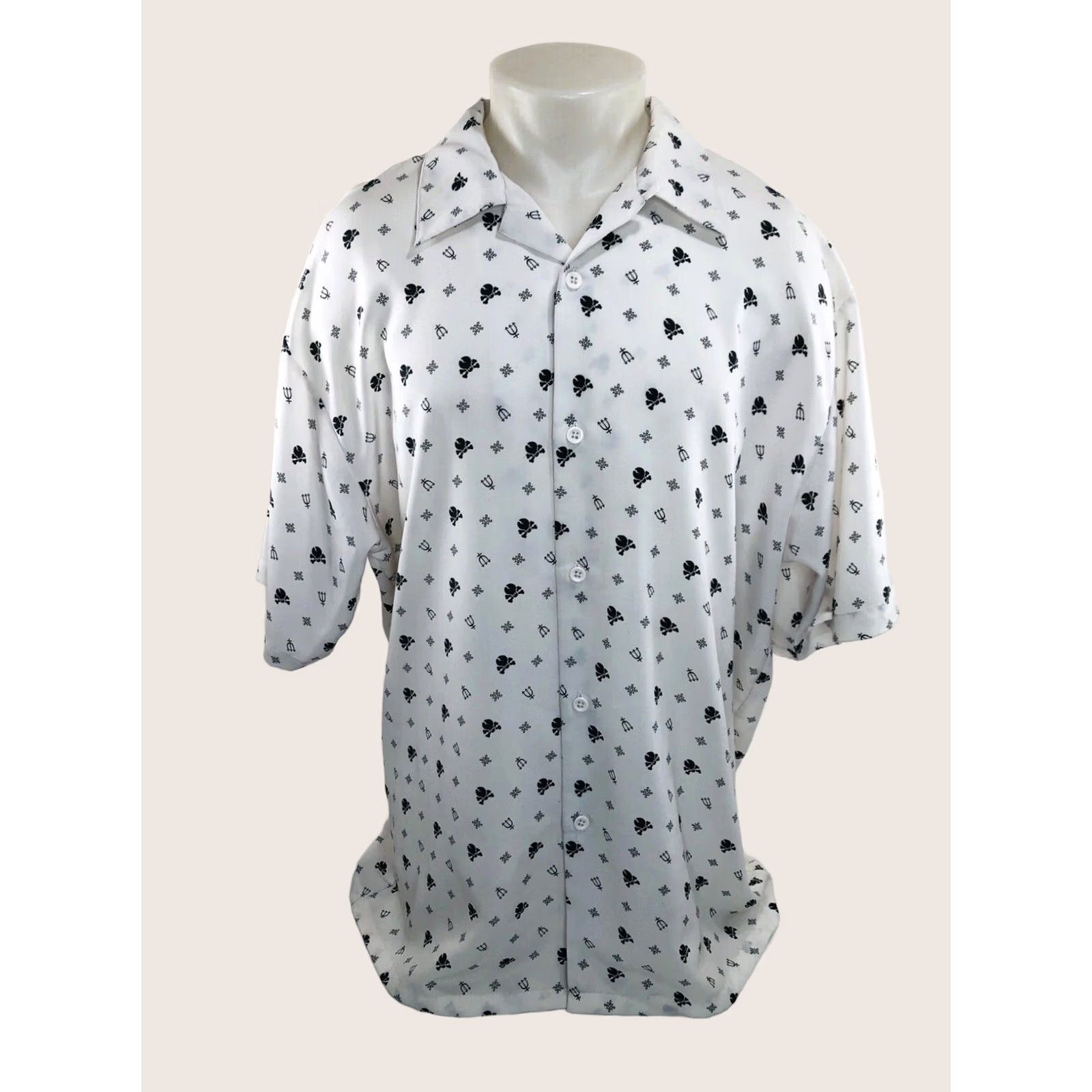 Vintage Dragonfly Shirt HIGH VOLTAGE Skull / Crossbones Trident Cross White / Black XL XXL Mens Size US XXL / EU 58 / 5 - 1 Thumbnail
