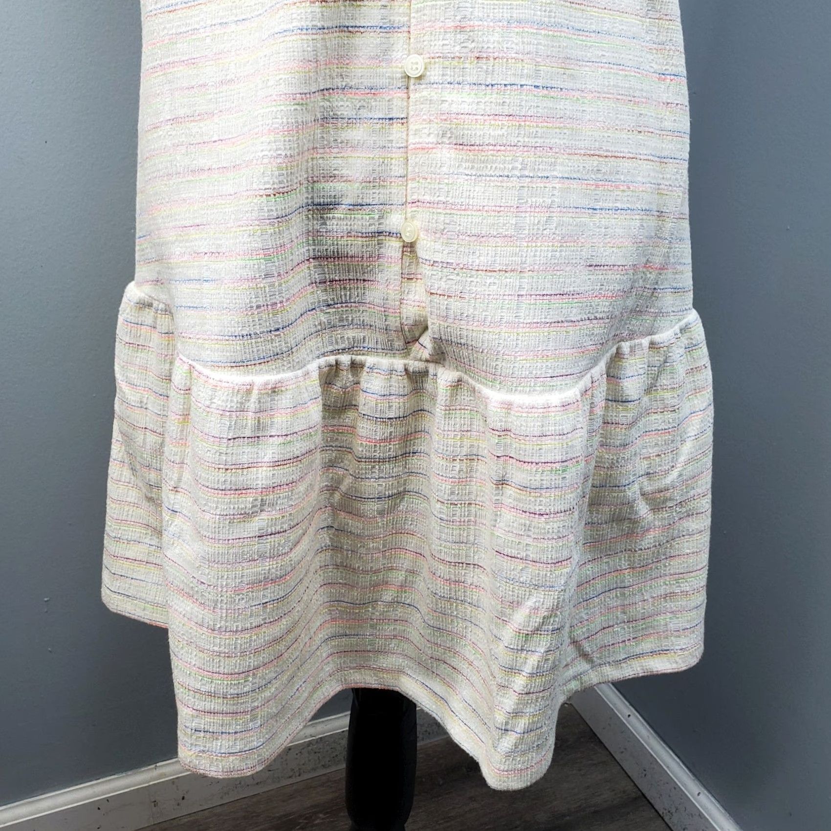 Loft LOFT Ann Taylor Tank Dress Womens Small Multicolor Striped Tie Shoulder Button Front V-Neck Sleeveless Midi Casual Dress Womens Size S Size S / US 4 / IT 40 - 6 Thumbnail