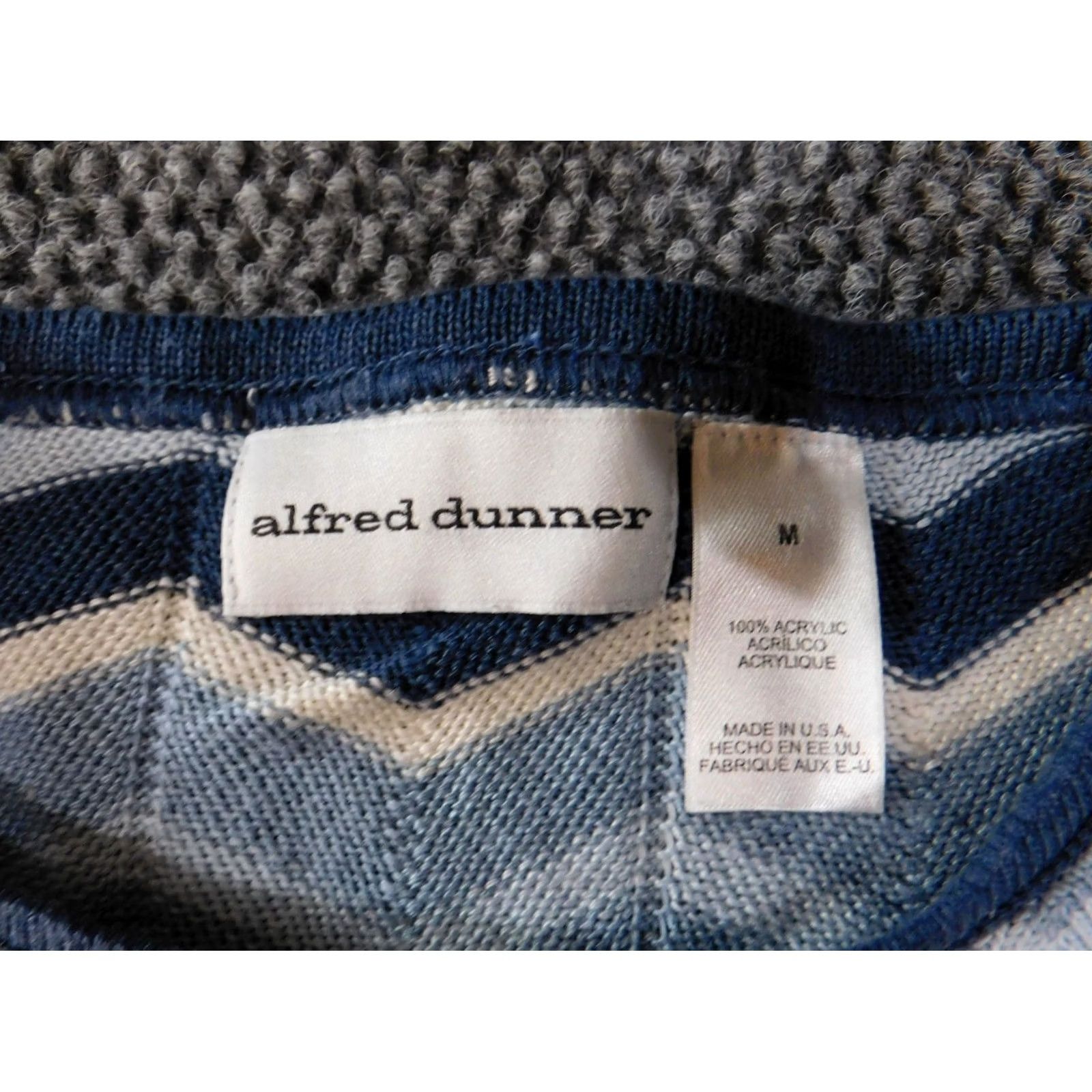 Vintage Alfred Dunner Blouse Shirt Medium Blue Striped Round Neck Short Sleeve Acrylic Womens Regular Stretch Casual Size M / US 6-8 / IT 42-44 - 4 Thumbnail