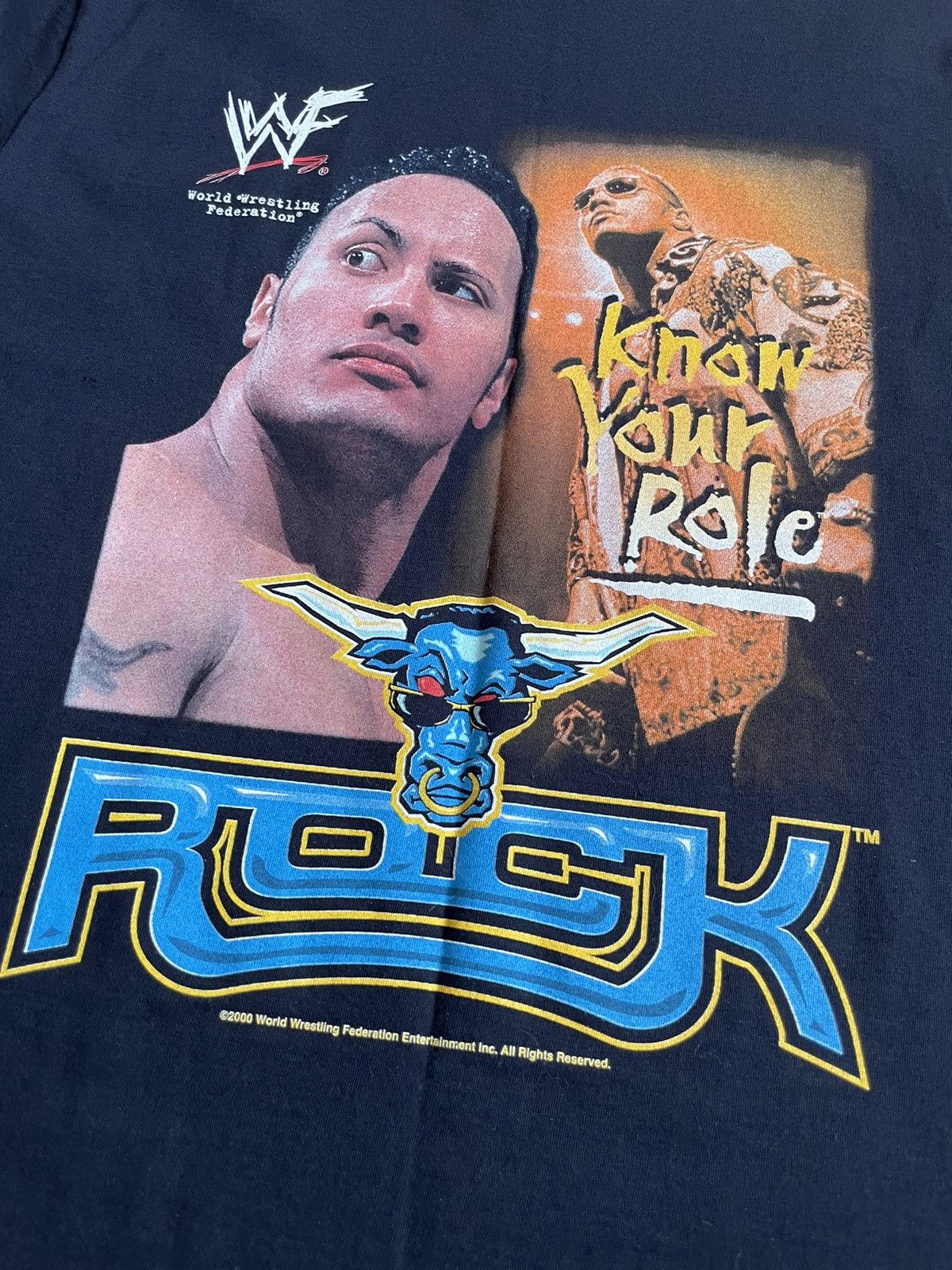 WWE WWF THE ROCK “Know Your Role” 2000 New Tee Men’s M L Size US M / EU 48-50 / 2 - 3 Thumbnail