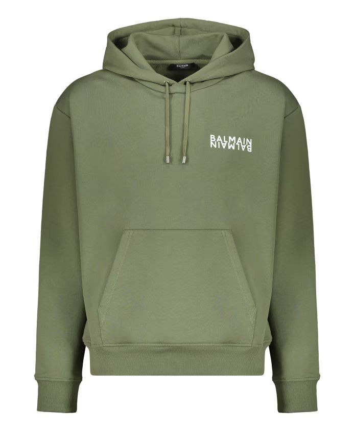 Balmain o1y0426 Logo Hoodie in Military Green Size US XXL / EU 58 / 5 - 1 Thumbnail