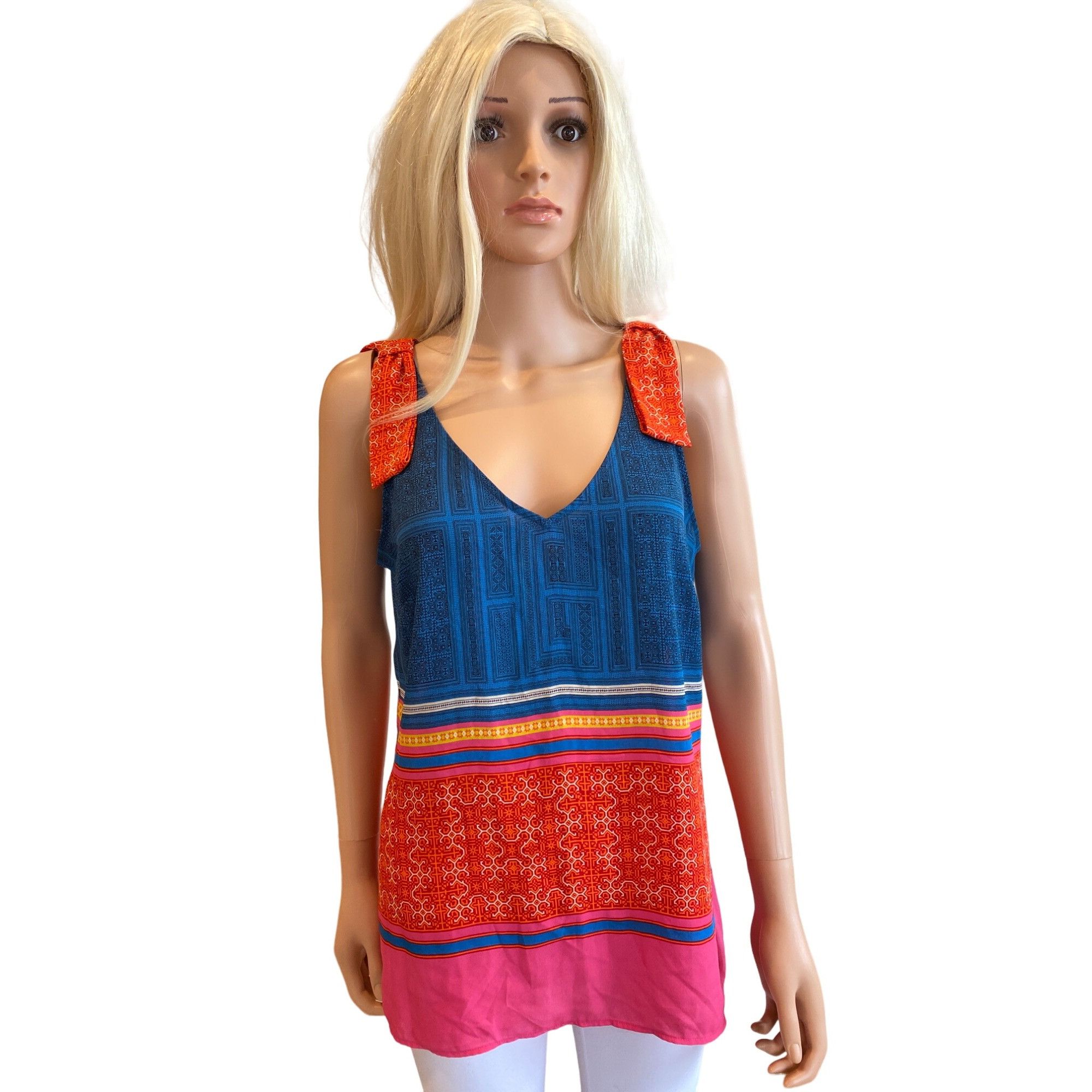 Designer CAbi Shoulder Tie Top Tunic #5787 Nomad Multicolor Print Wom Size M / US 6-8 / IT 42-44 - 1 Thumbnail