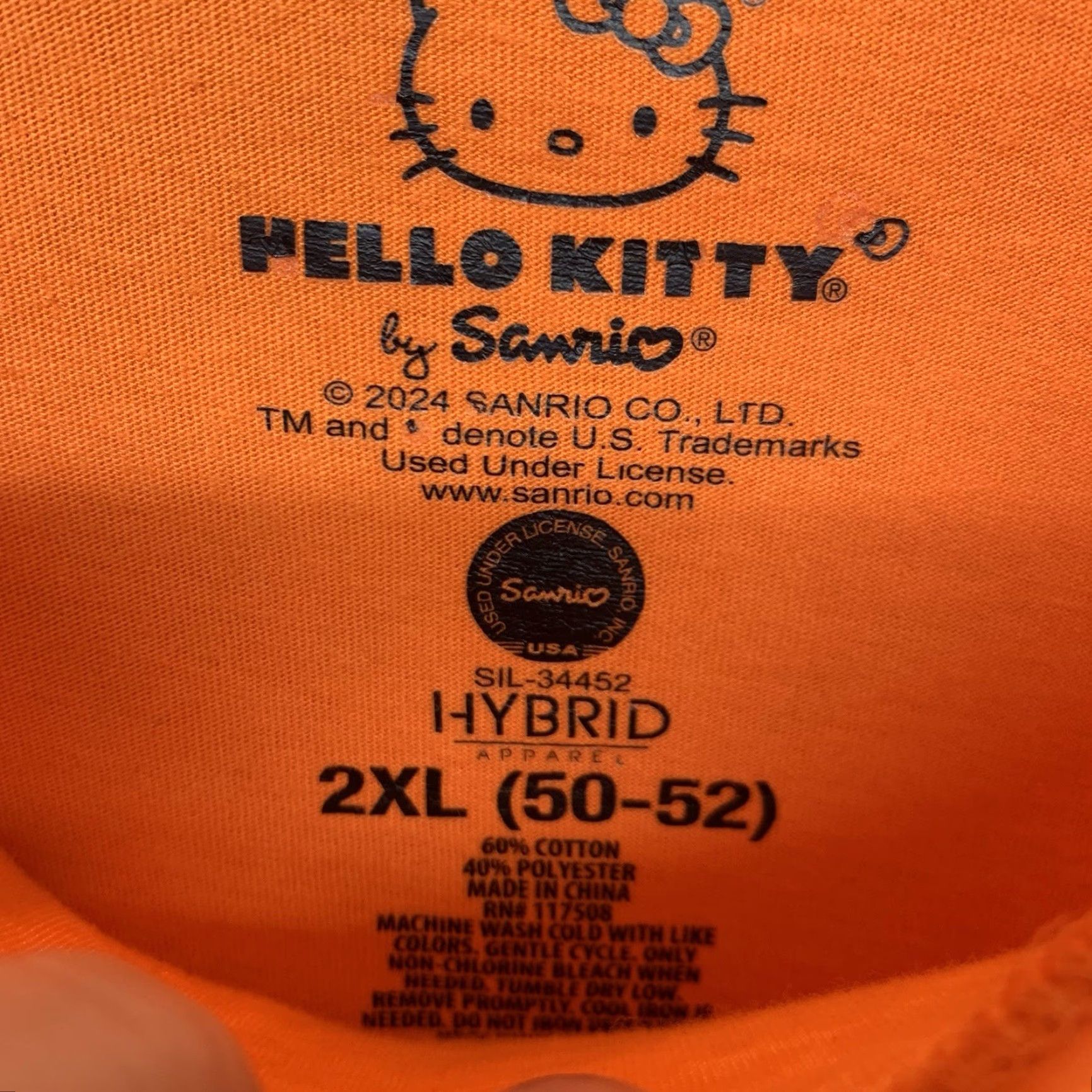 Vintage Hello Kitty T-Shirt Men’s & Big Men’s Halloween Graphic Tee 2XL Orange Crew Neck Short Sleeve Graphic Print Size US XXL / EU 58 / 5 - 4 Thumbnail
