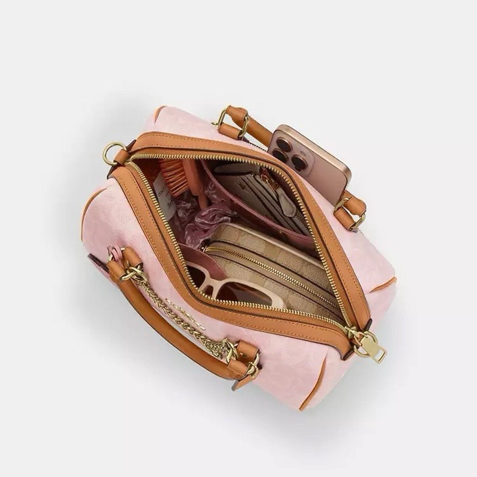Coach NWT Coach Rowan Satchel Bag Charms Gold/Powder Pink CEA18 Size ONE SIZE - 13 Thumbnail