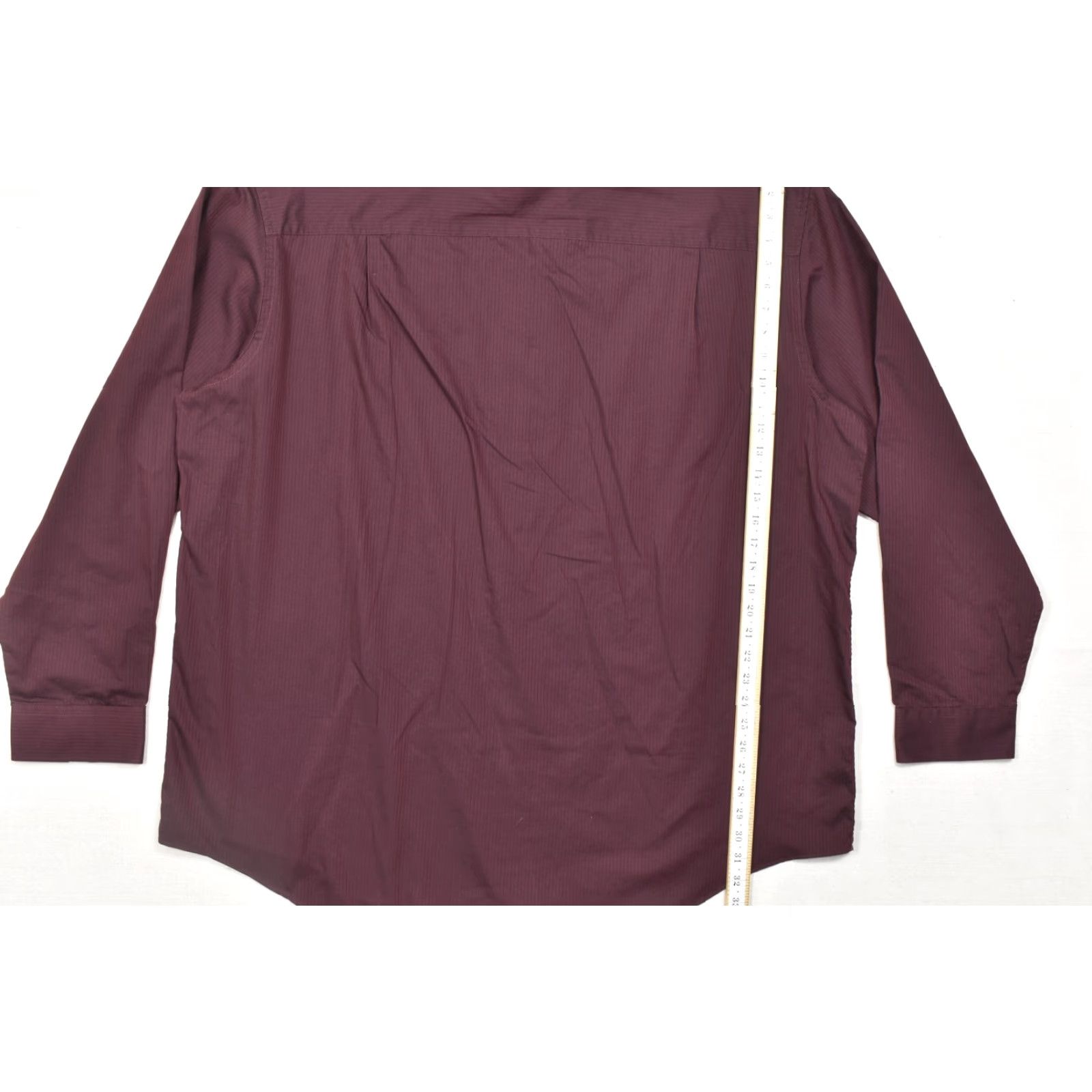 Van Heusen Van Heusen Dress Shirt 3XLT Big & Tall Burgundy Pin Striped Long Sleeve Button-Up Collar Men's Shirts Regular Fit Women? Size 48R - 4 Thumbnail