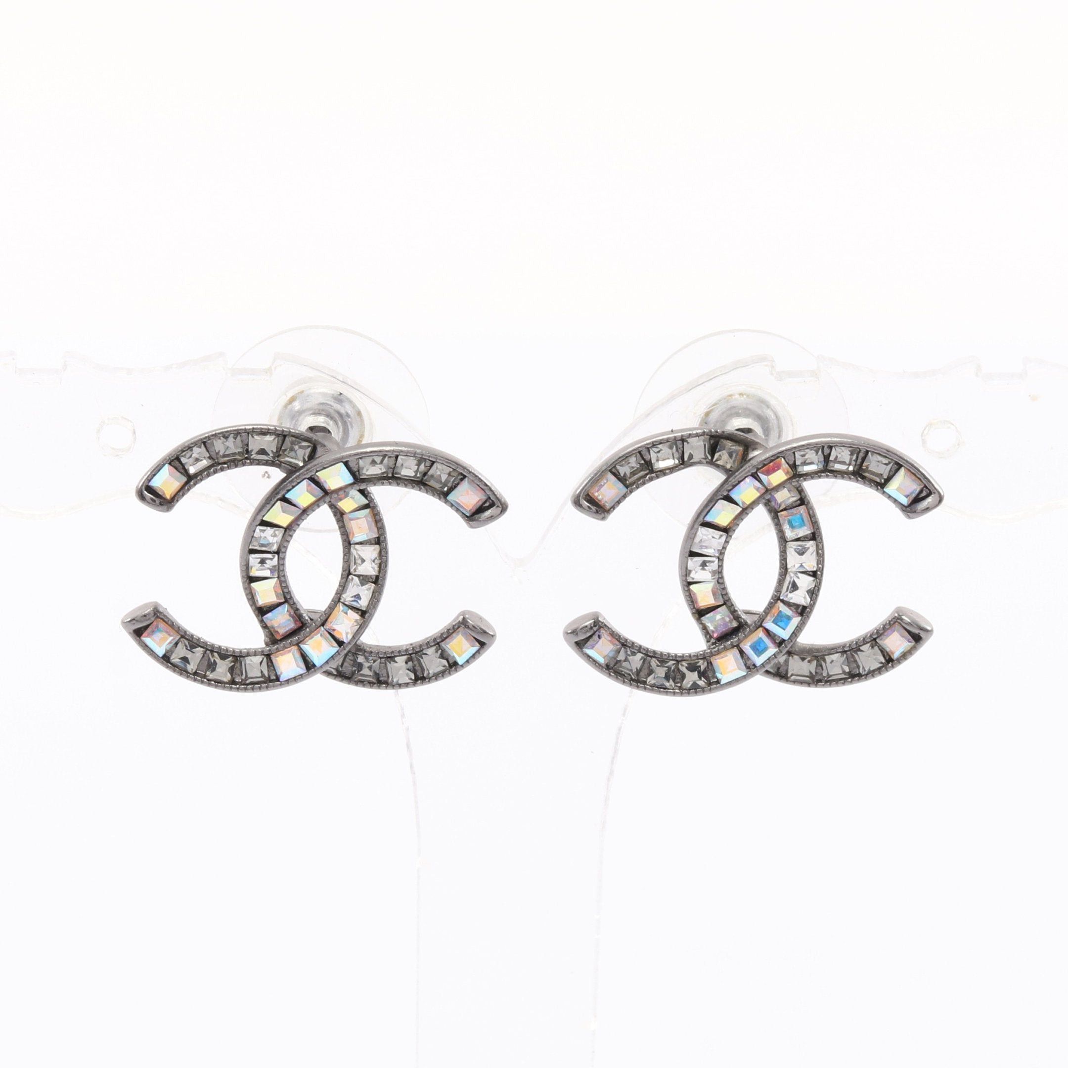 Chanel Chanel Coco Mark Earrings Rhinestone Silver Clear A15P Size ONE SIZE - 1 Thumbnail