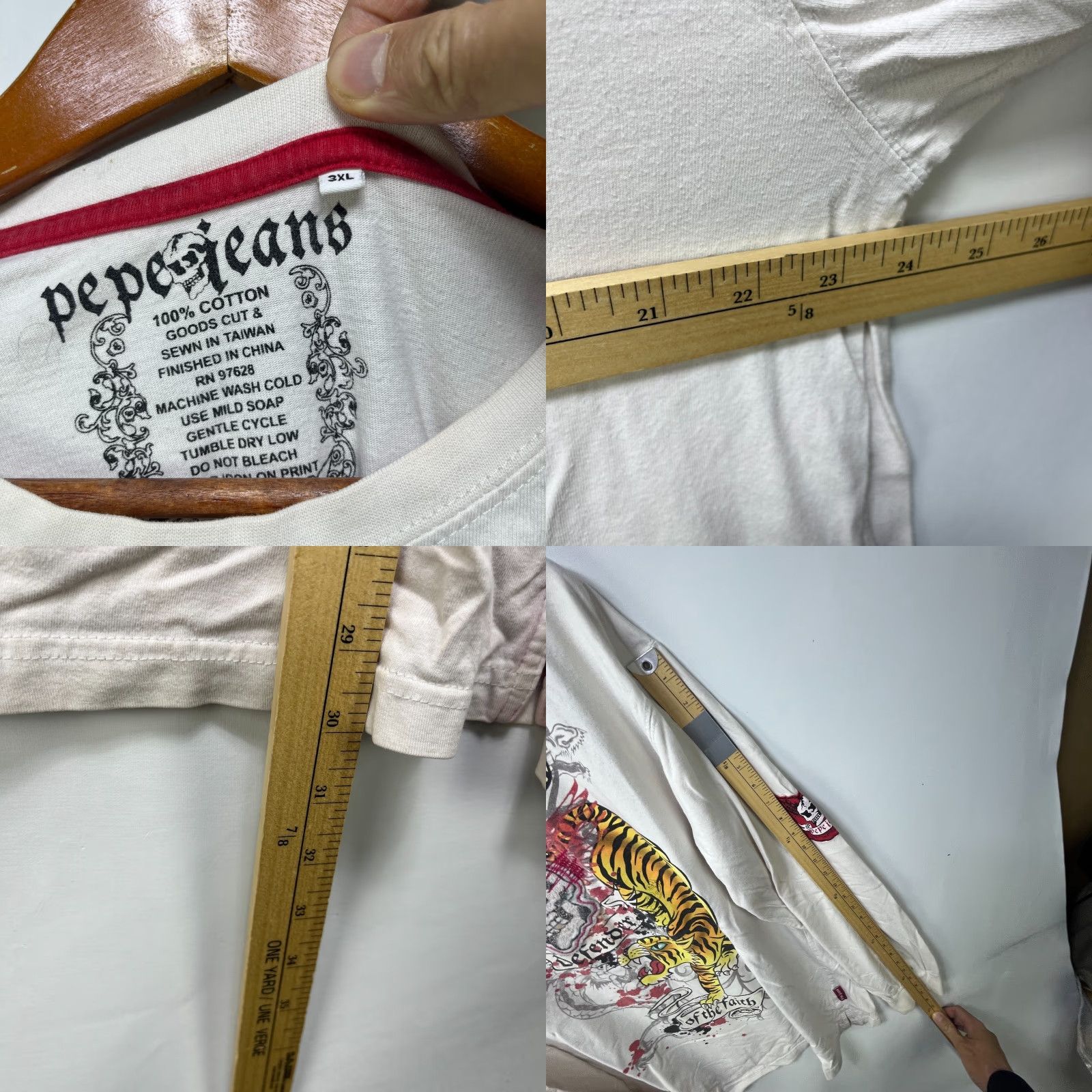 Pepe Jeans VINTAGE Pepe Jeans Shirt 3XL Mens White Cotton Tiger Logo 90s Long Sleeve Baggy Crew Neck Size US XXL / EU 58 / 5 - 8 Thumbnail