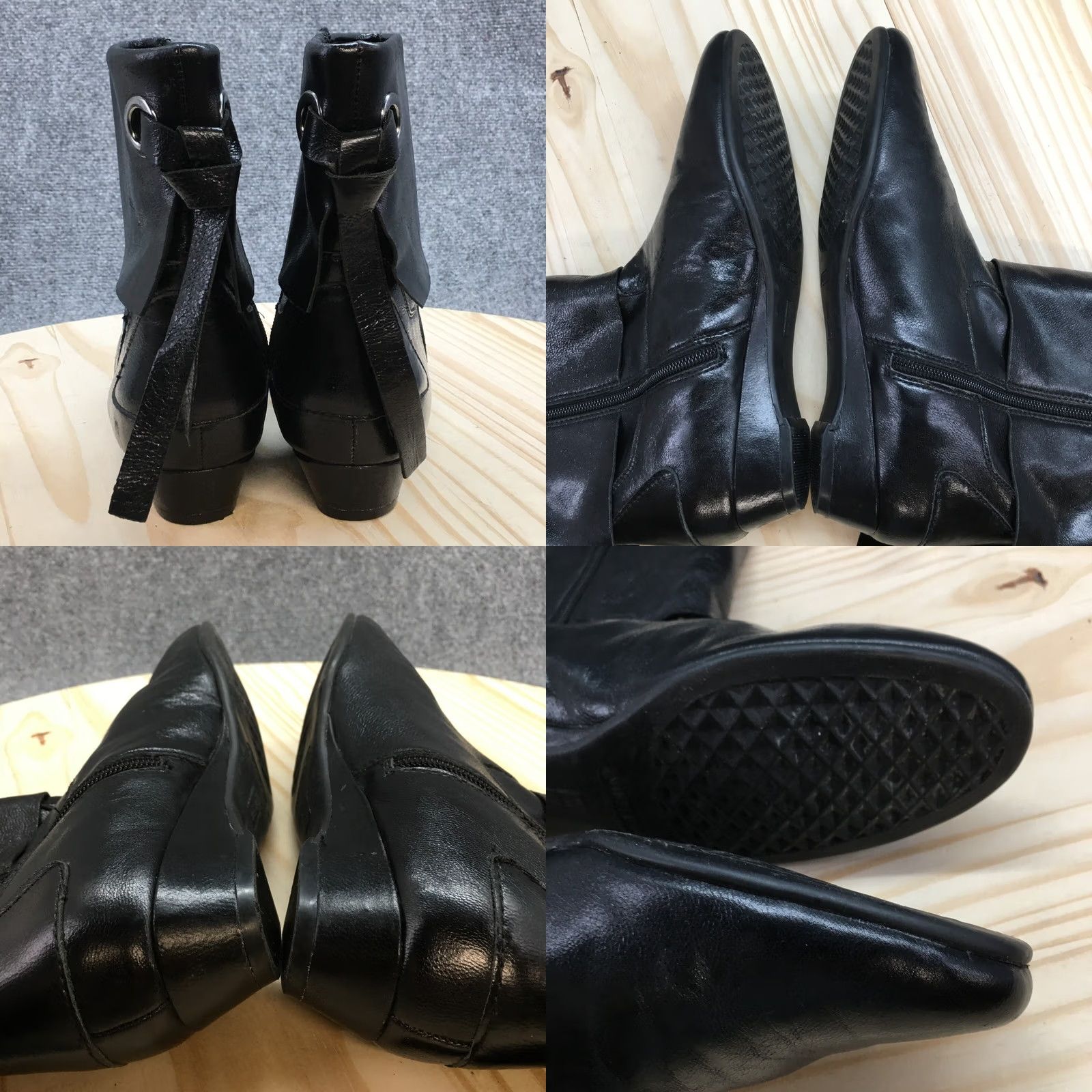 Vintage Aerosoles Boots Womens 8.5 M Sota Water Ankle Bootie Black Leather Side Zip Shoe Boots Size US 9 / IT 39 - 8 Thumbnail