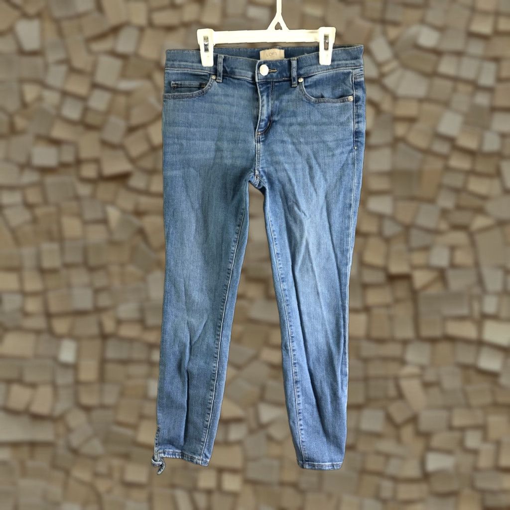 Loft VINTAGE: No LOFT Jeans Modern Skinny Women Size 2 Mid Rise Accented Ankle Blue Denim Jeans Women Modern Skinny LOFT Size 26" / US 2 / IT 38 - 1 Thumbnail