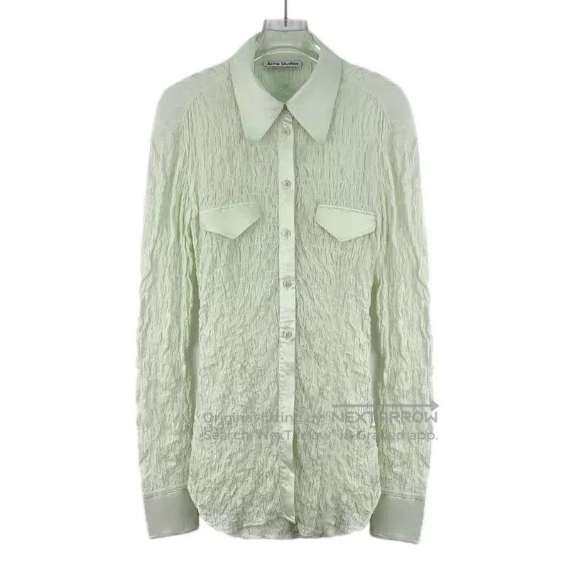 Acne Studios Acne Studios Light green pleated cotton collar single-brea Size XXS / US 00 / IT 34 - 1 Thumbnail