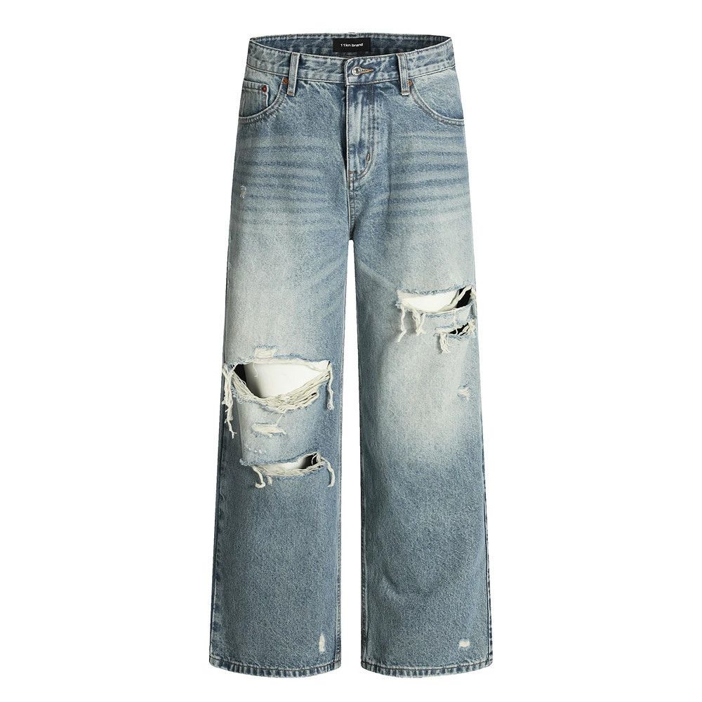 Japanese Brand × Jean Washed distressed loose men's punk ripped jeans Size US 32 / EU 48 - 1 Thumbnail